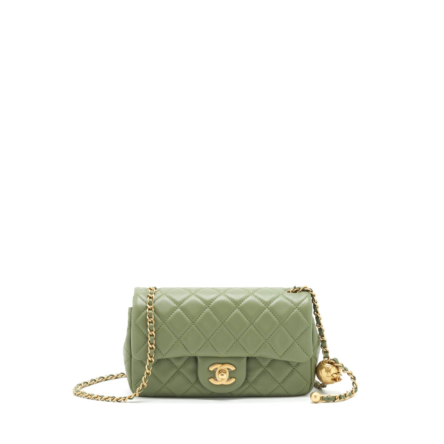 Chanel Pearl Crush Rectangular Flap 21B Lambskin Green Shoulder Bag
