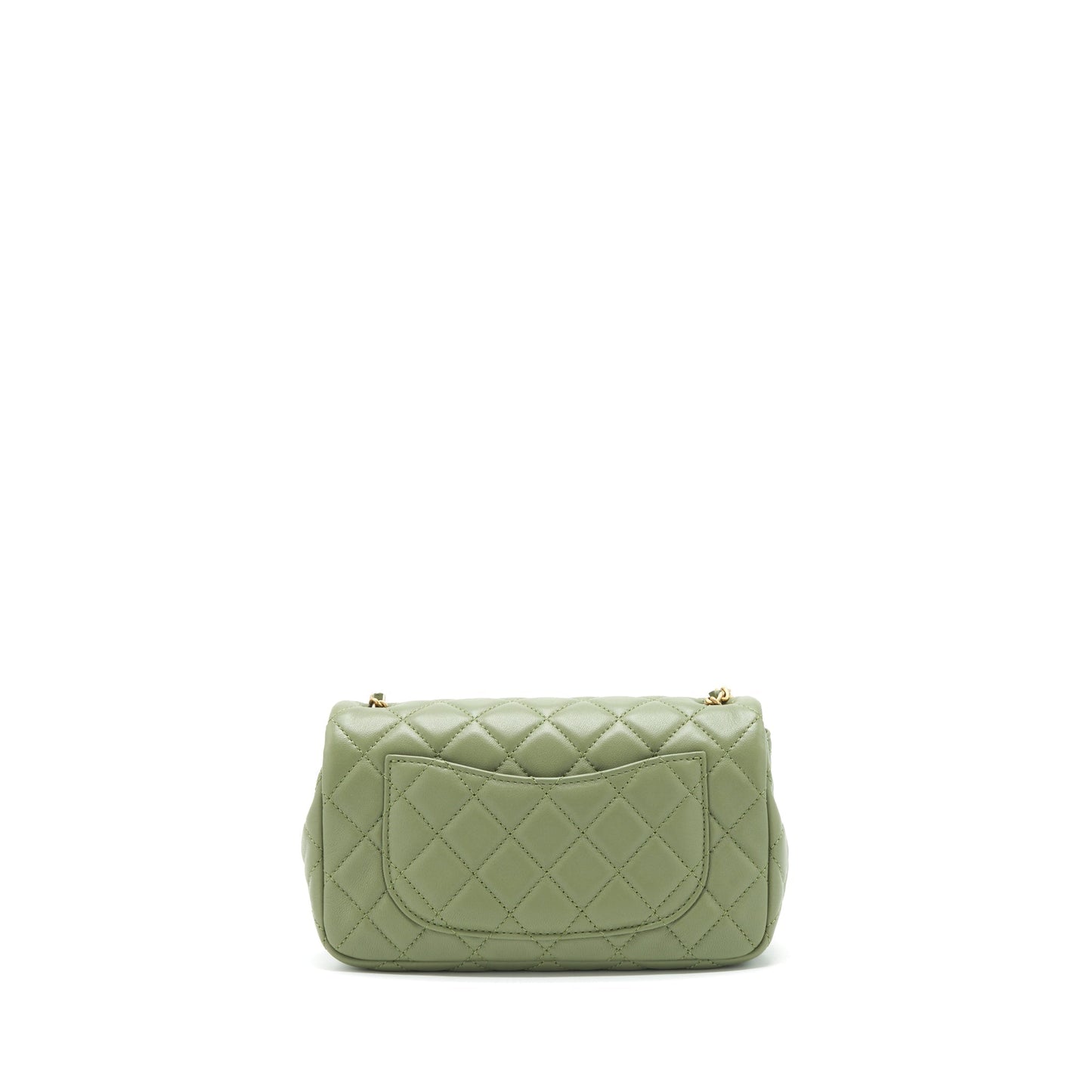 Chanel Pearl Crush Rectangular Flap 21B Lambskin Green Shoulder Bag