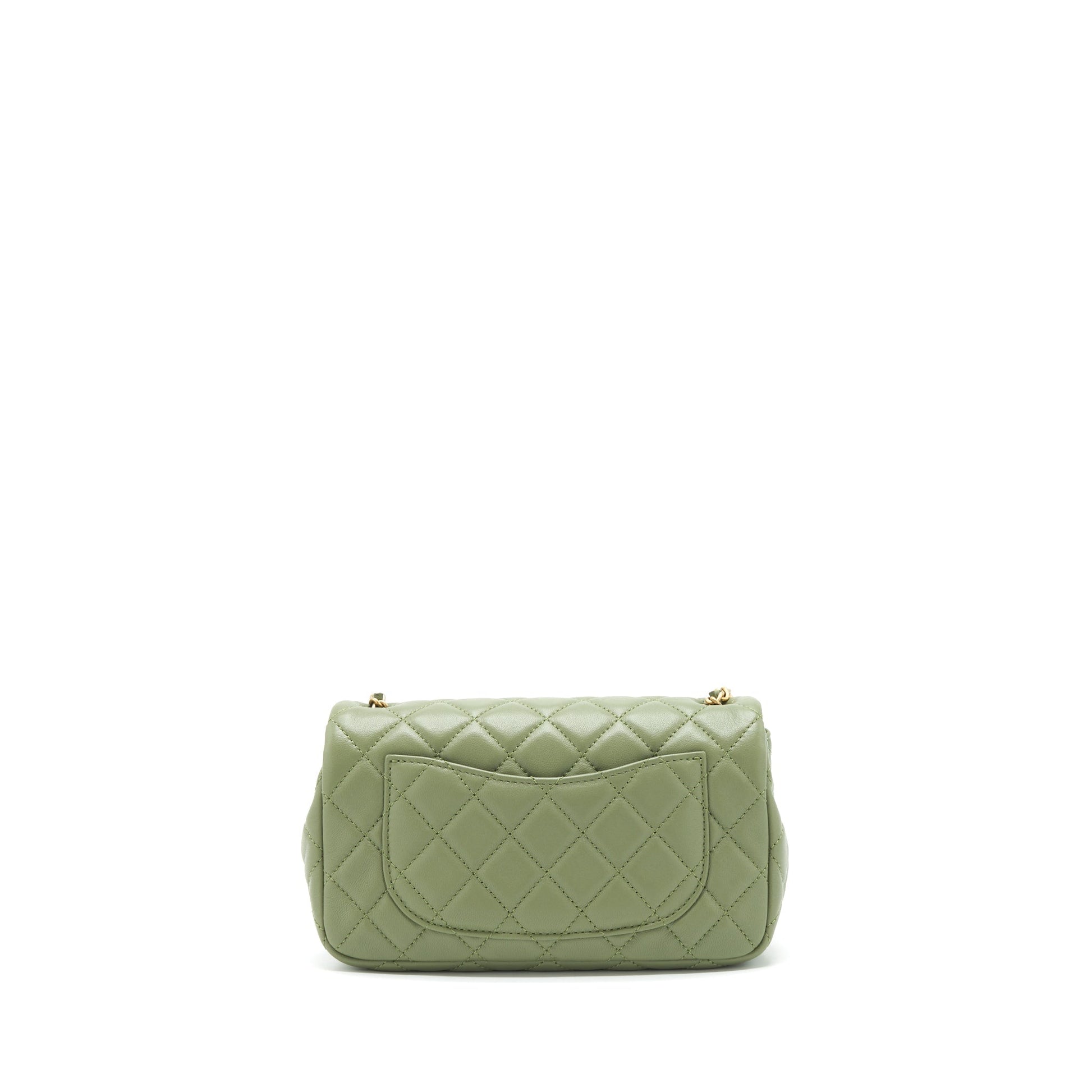 Chanel Pearl Crush Rectangular Flap 21B Lambskin Green Shoulder Bag