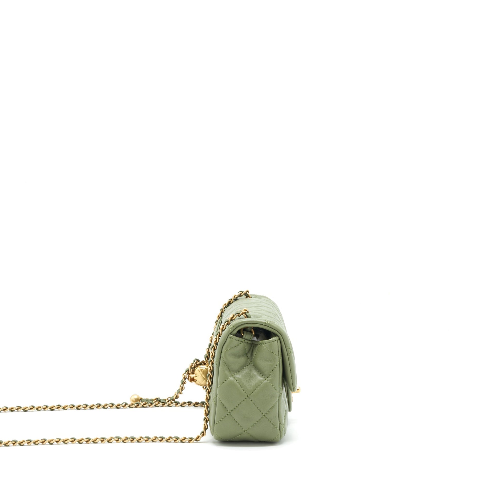 Chanel Pearl Crush Rectangular Flap 21B Lambskin Green Shoulder Bag