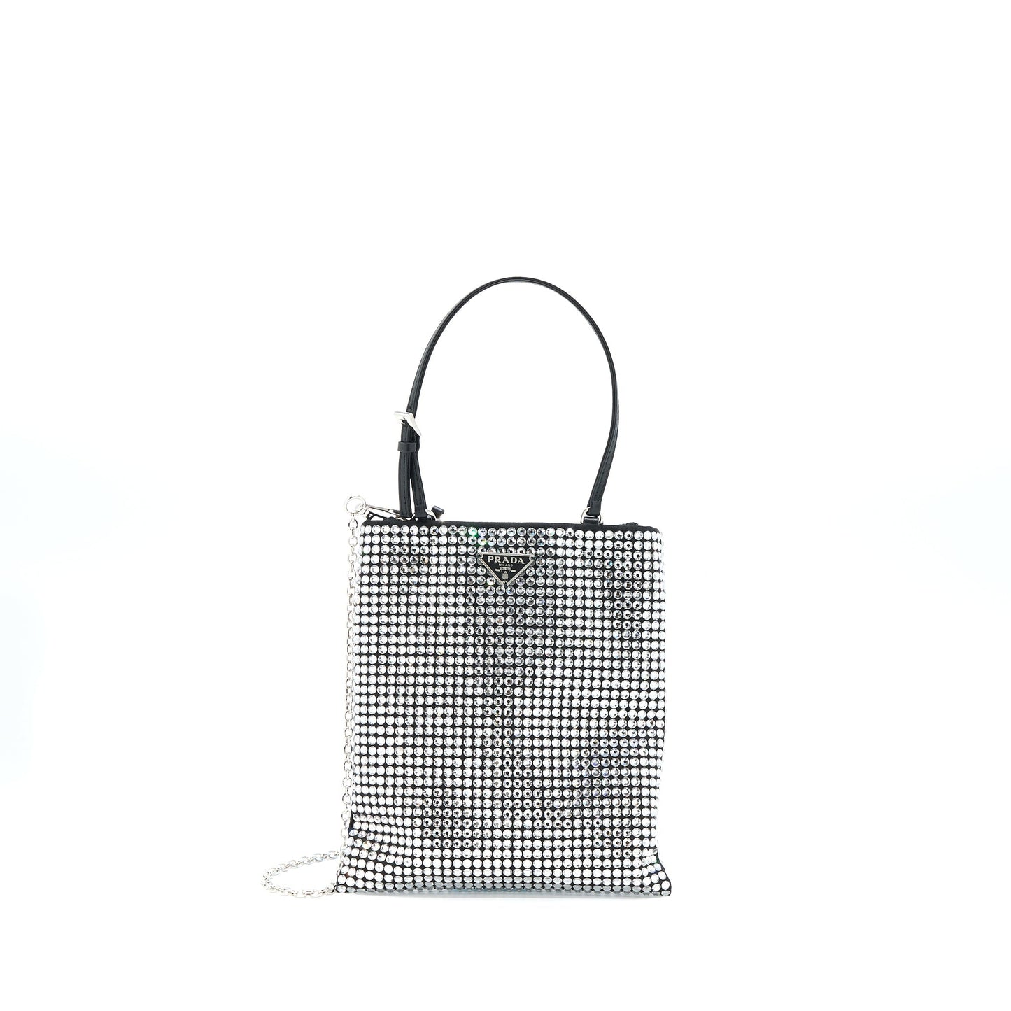 Prada Crystal Handbag With Crystal Satin Black Travel Bag