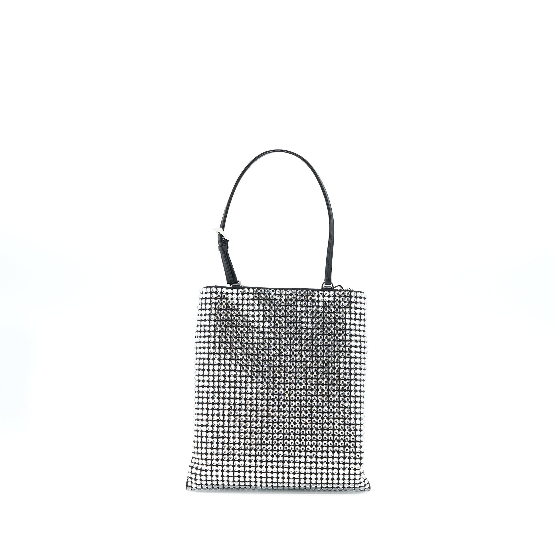 Prada Crystal Handbag With Crystal Satin Black Travel Bag