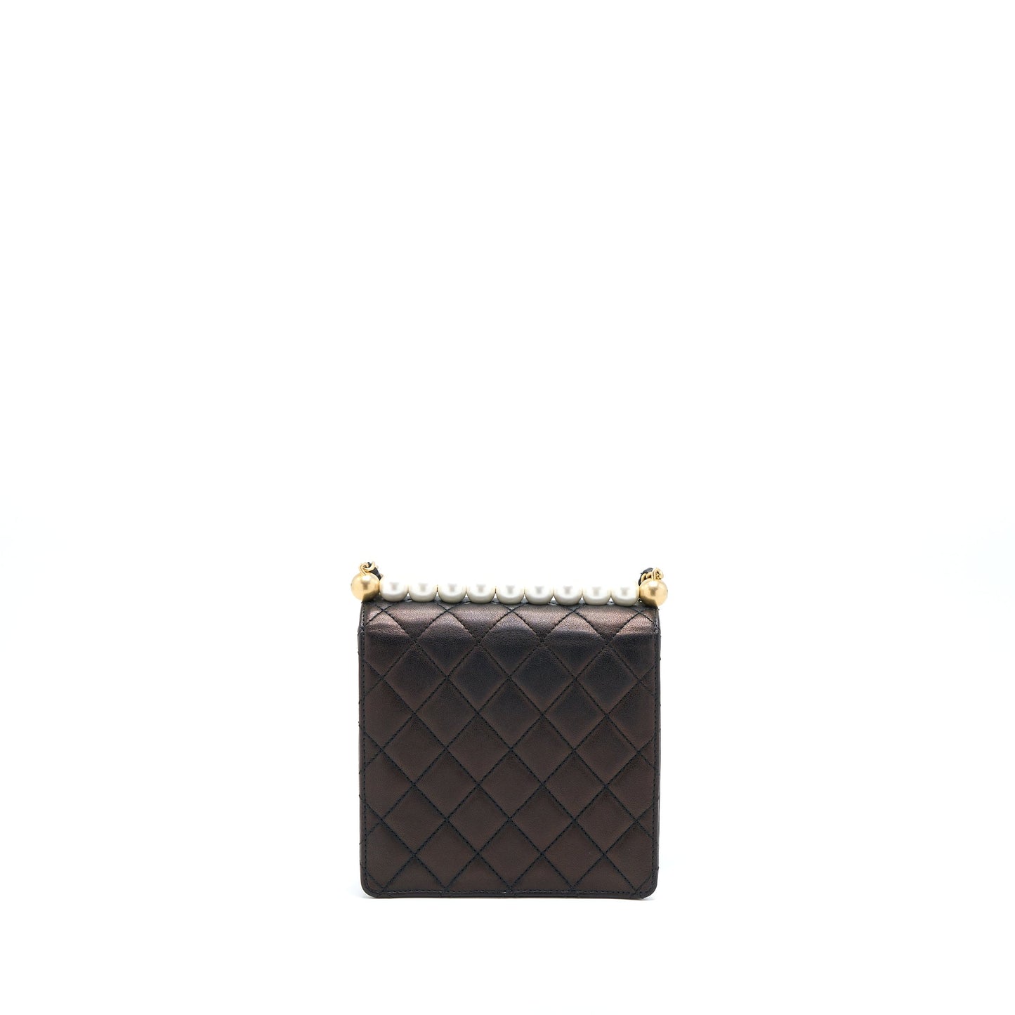 Chanel Vertical Pearl Flap Goatskin GHW Black Shoulder Bag Ghw 1