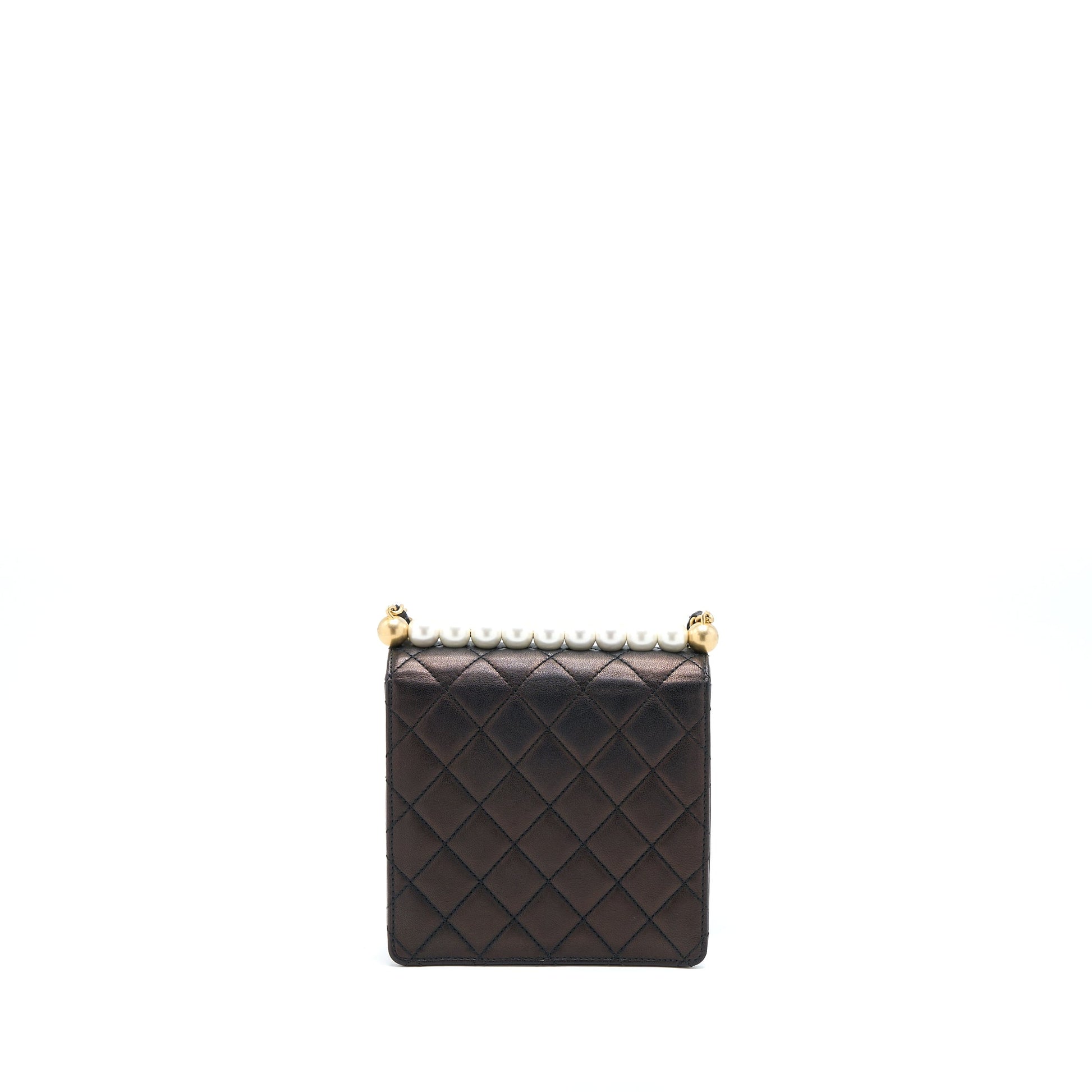 Chanel Vertical Pearl Flap Goatskin GHW Black Shoulder Bag Ghw 1
