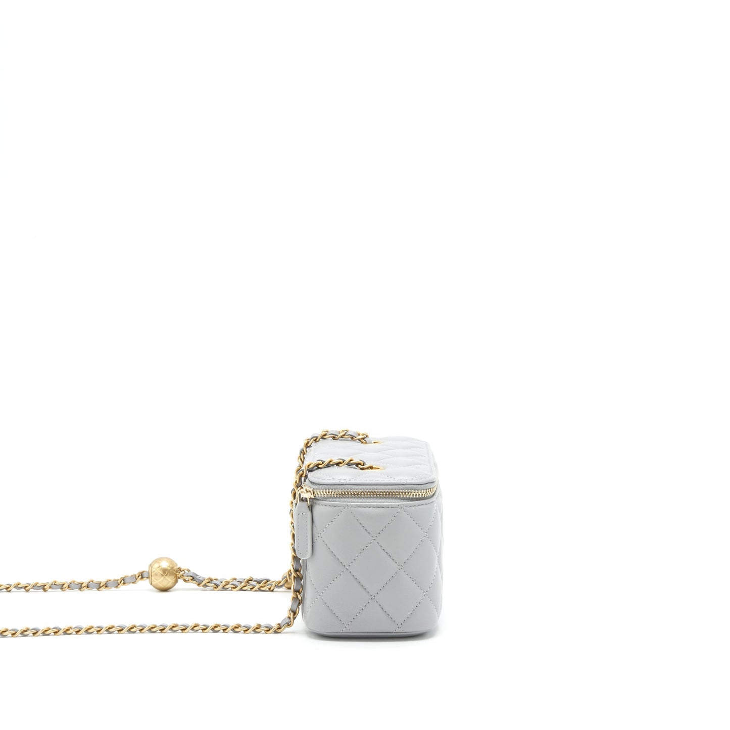 Chanel 21B Pearl Crush Long Vanity Lambskin Grey Handbag