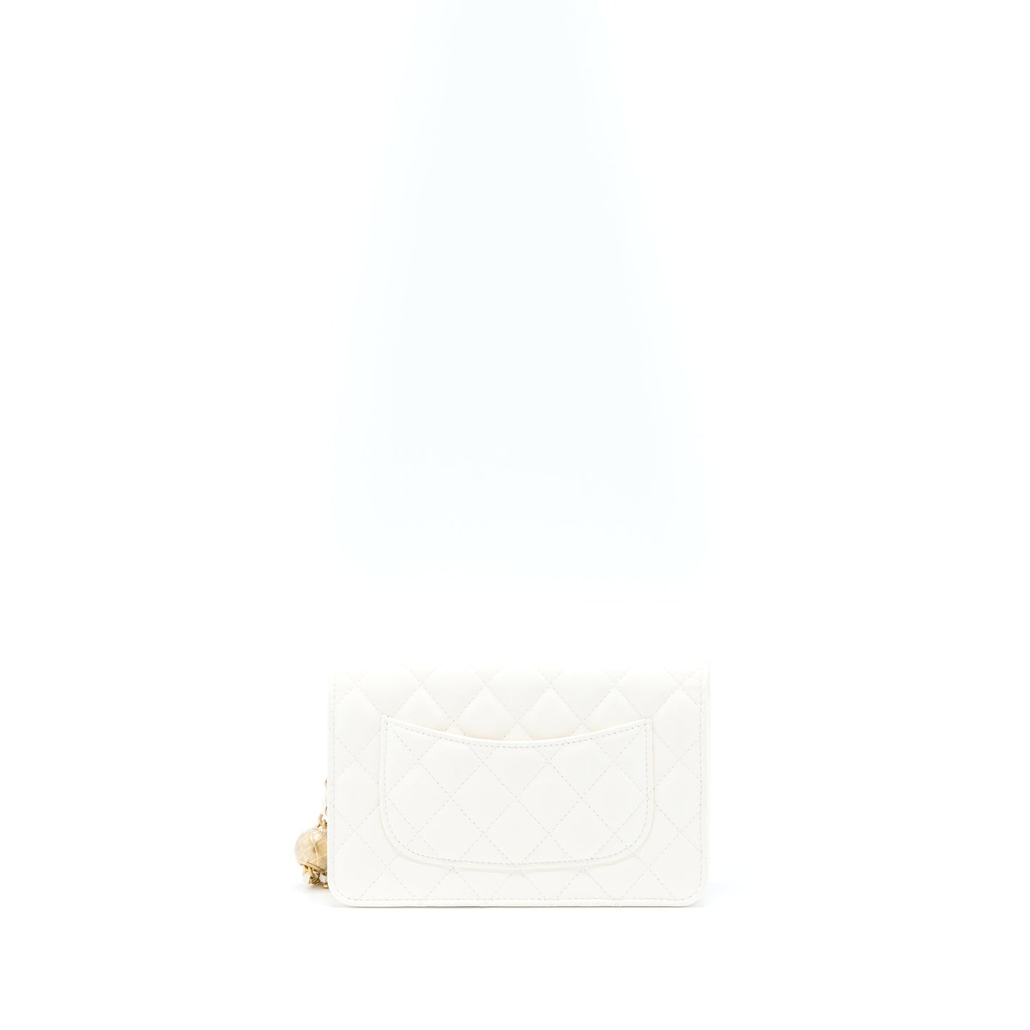 Chanel Pearl Crush On Lambskin GHW Microchip Black White Wallet Case