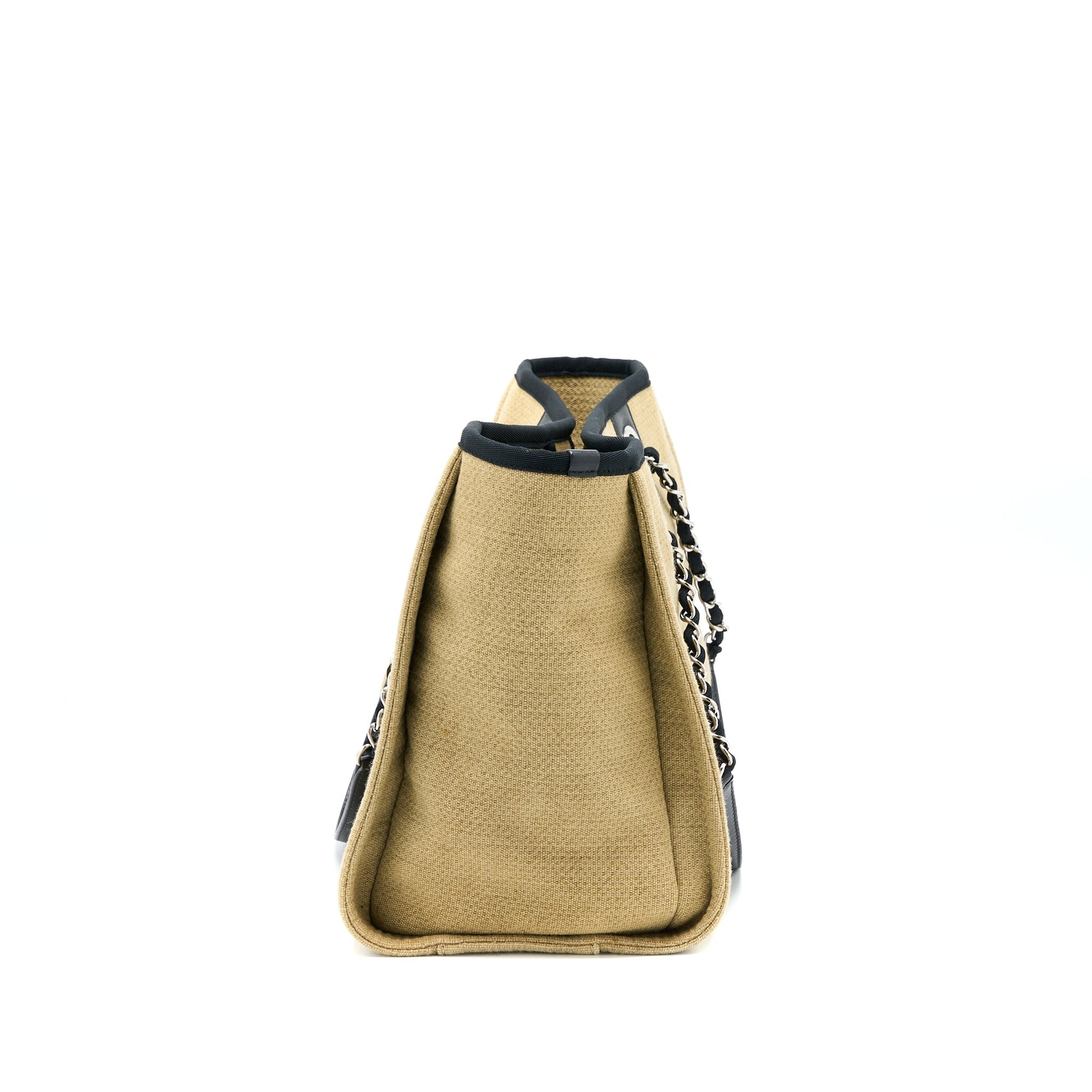 Chanel Deauville Dark SHW Beige Canvas Tote Bag