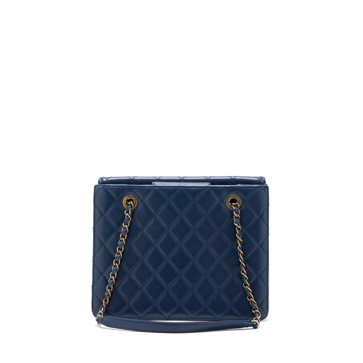 Chanel Quilted Goatskin Ruthenium GHW Blue Shoulder Bag