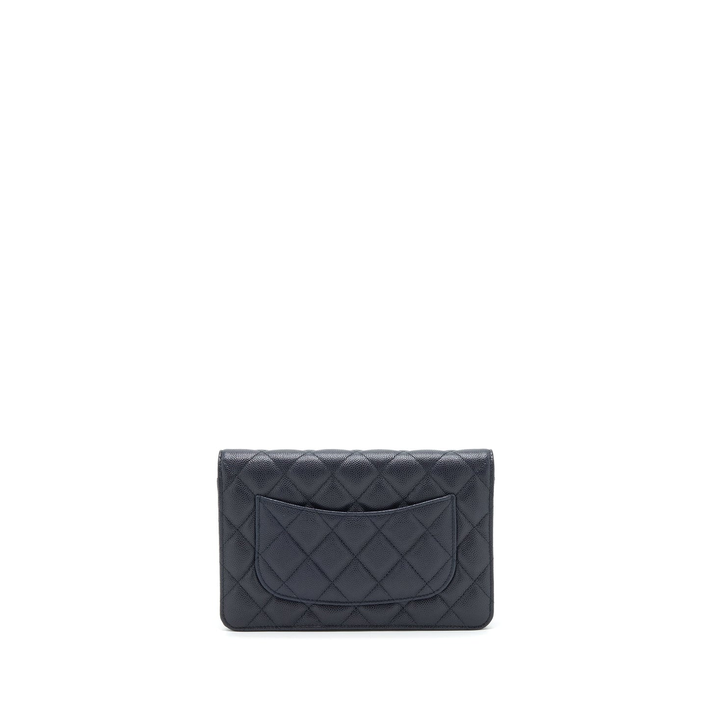 Chanel Classic On Caviar Navy LGHW Blue Wallet Case