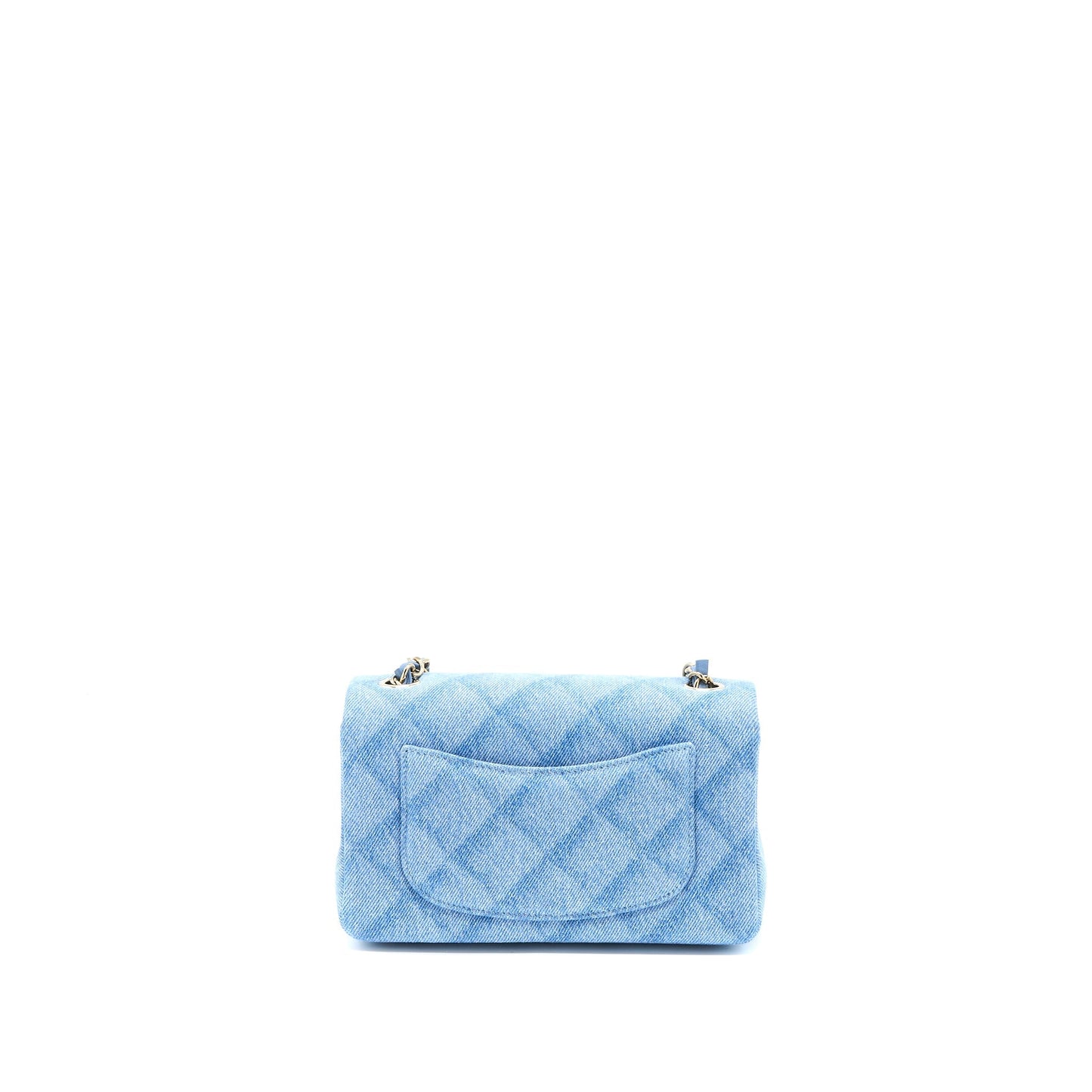 Chanel 22B Rectangular Denim Light LGHW Microchip Blue Mini Bag