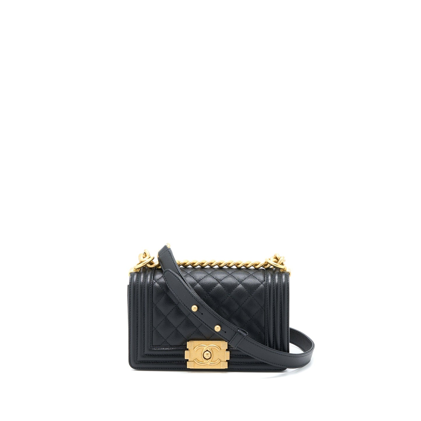 Chanel Boy Caviar Brushed GHW Microchip Black Small Handbag Microchip 2