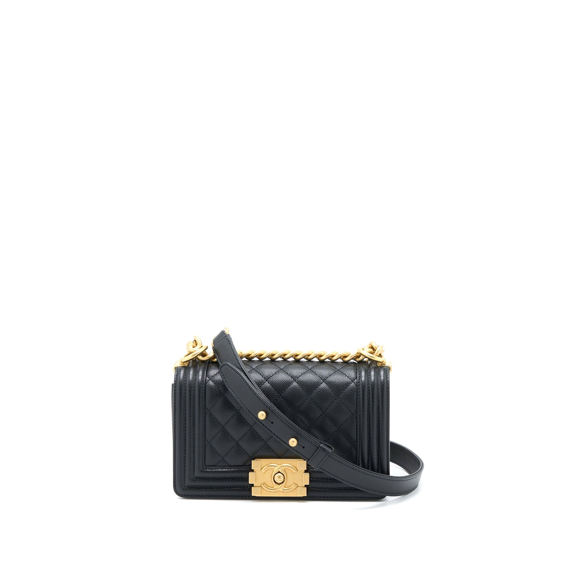 Chanel Boy Caviar Brushed GHW Microchip Black Small Handbag Microchip 2
