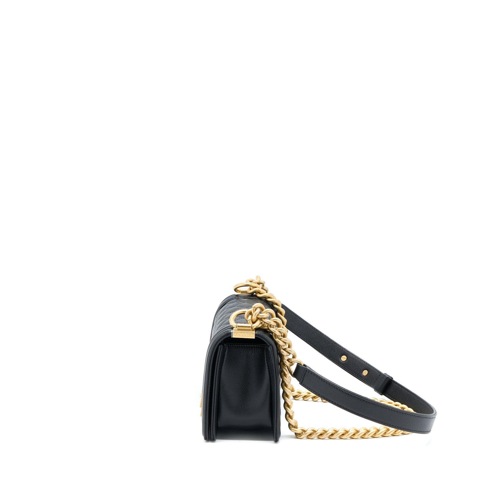 Chanel Boy Caviar Brushed GHW Microchip Black Small Handbag Microchip 2