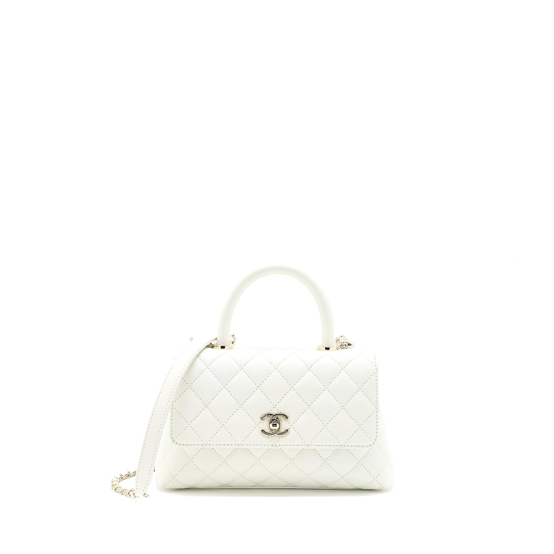 Chanel Coco Handle Caviar LGHW Microchip White Small Handbag Microchip 3