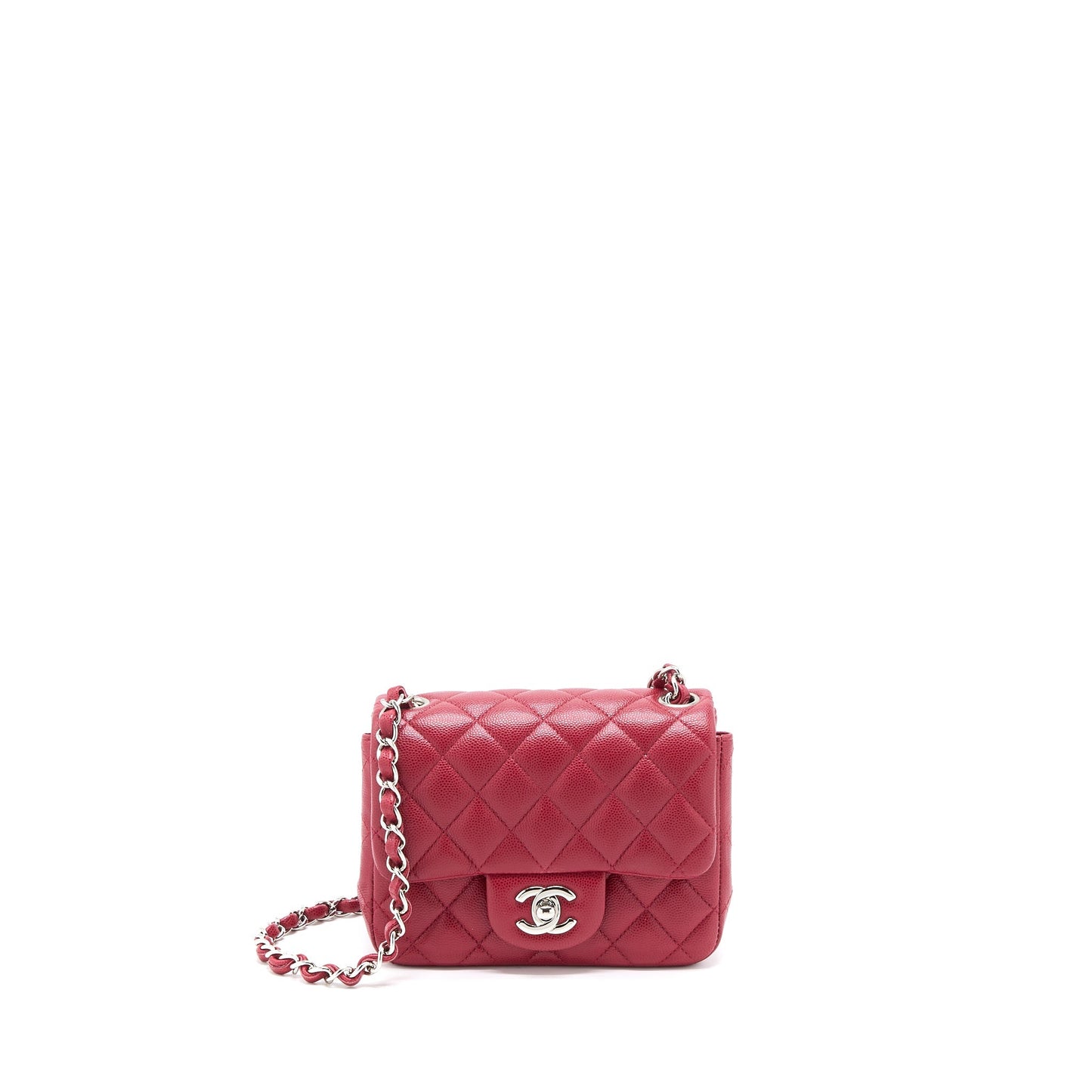 Chanel 18B Square Caviar SHW Red Mini Bag