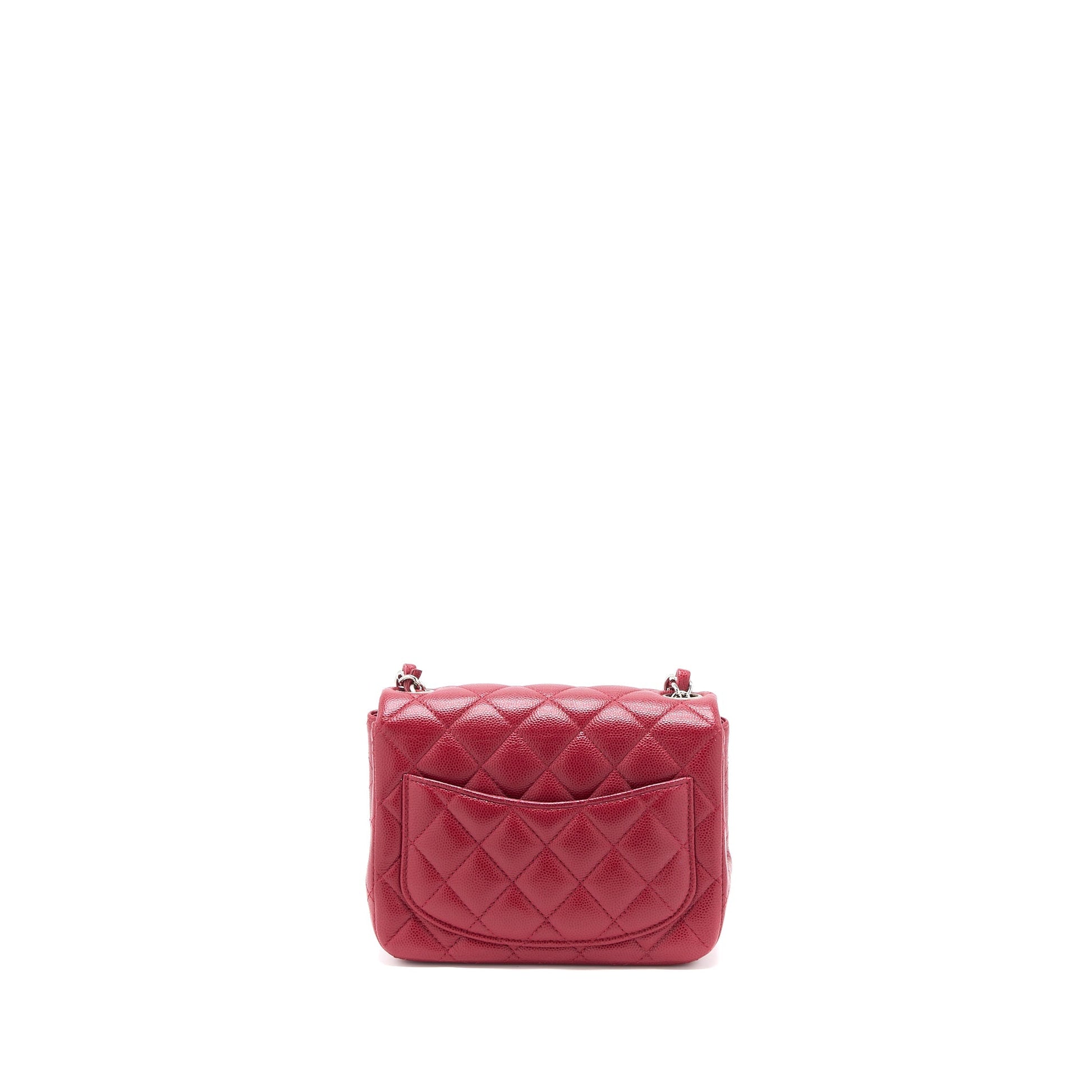Chanel 18B Square Caviar SHW Red Mini Bag