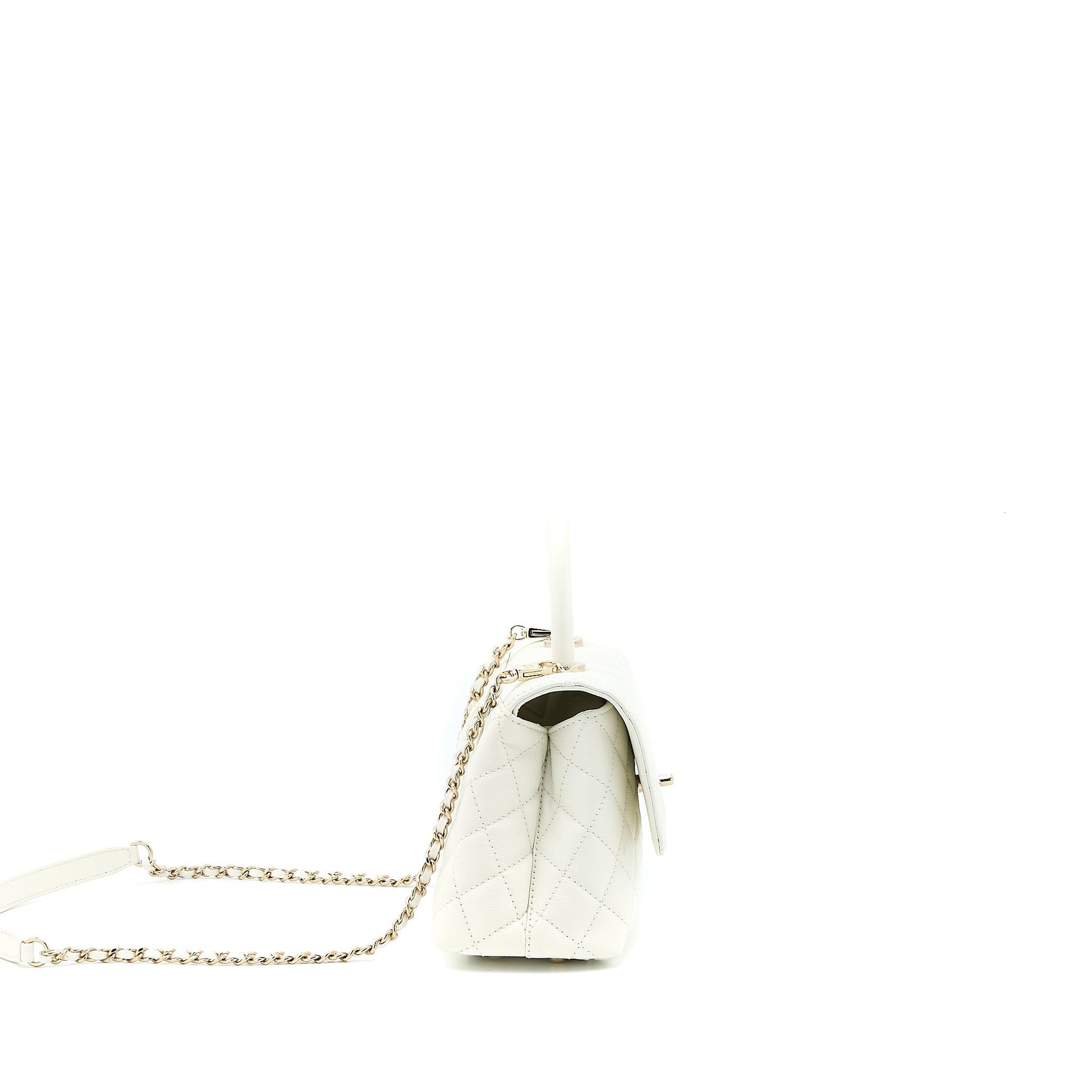 Chanel Coco Handle Caviar LGHW Microchip White Small Handbag Microchip 3