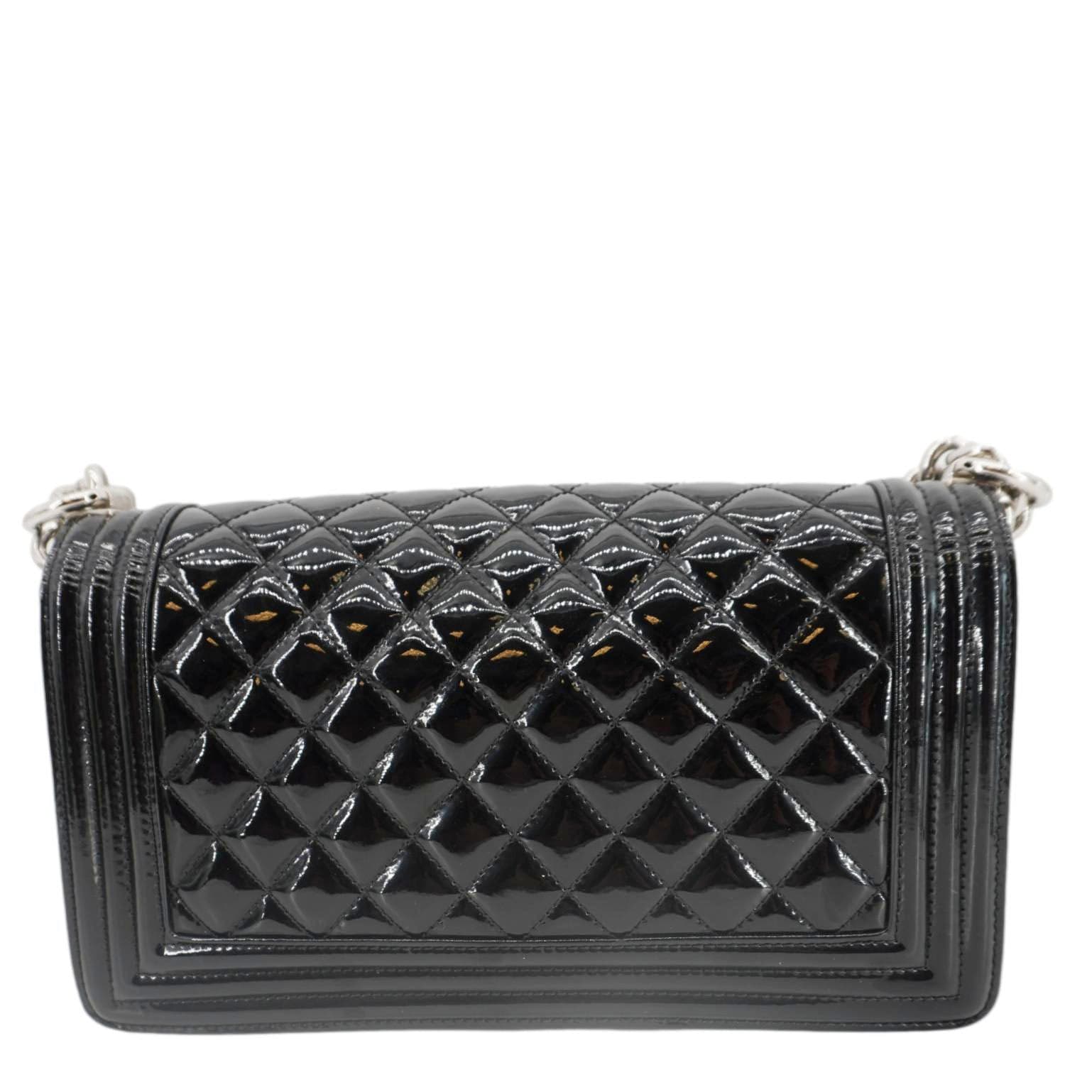 Chanel Boy Flap Medium Plexiglass Patent Leather Crossbody Bag Black