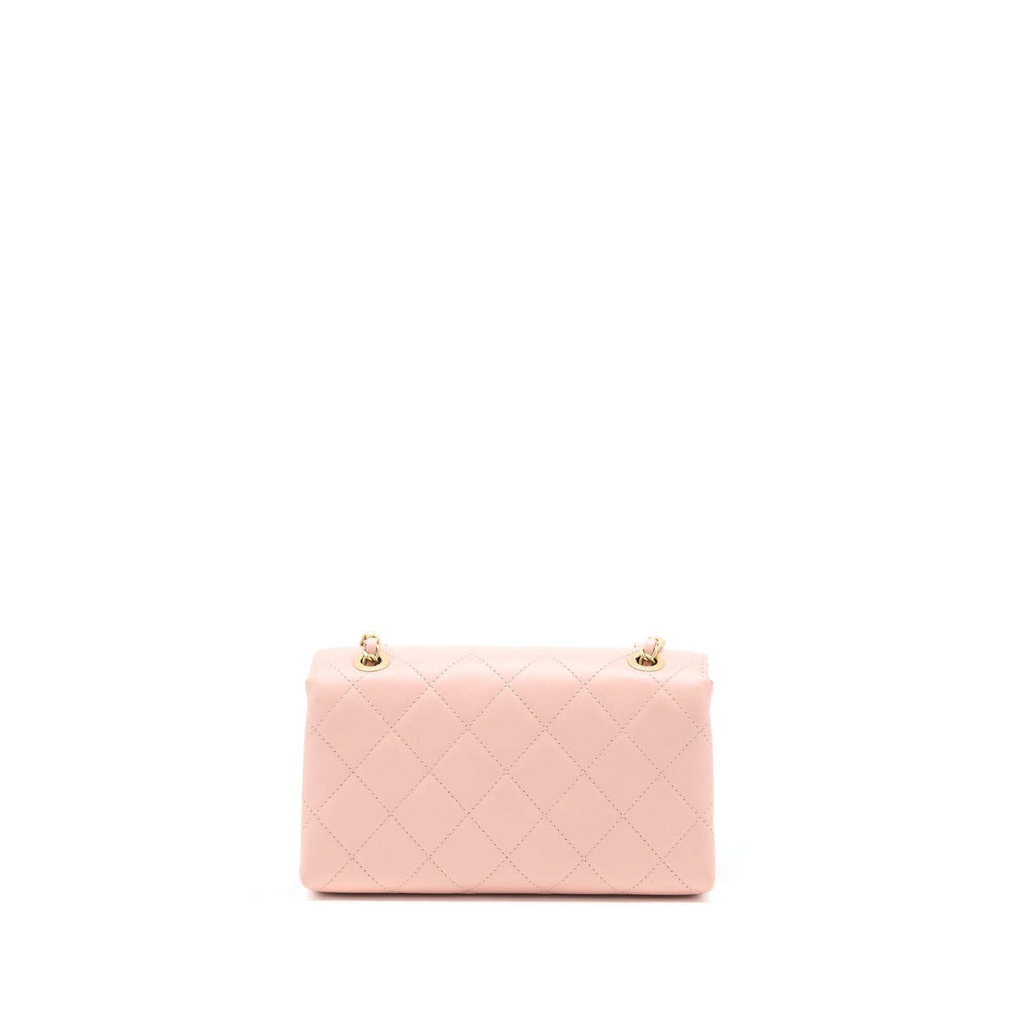 Chanel Front Logo Flap Calfskin Brushed GHW Pink Shoulder Bag