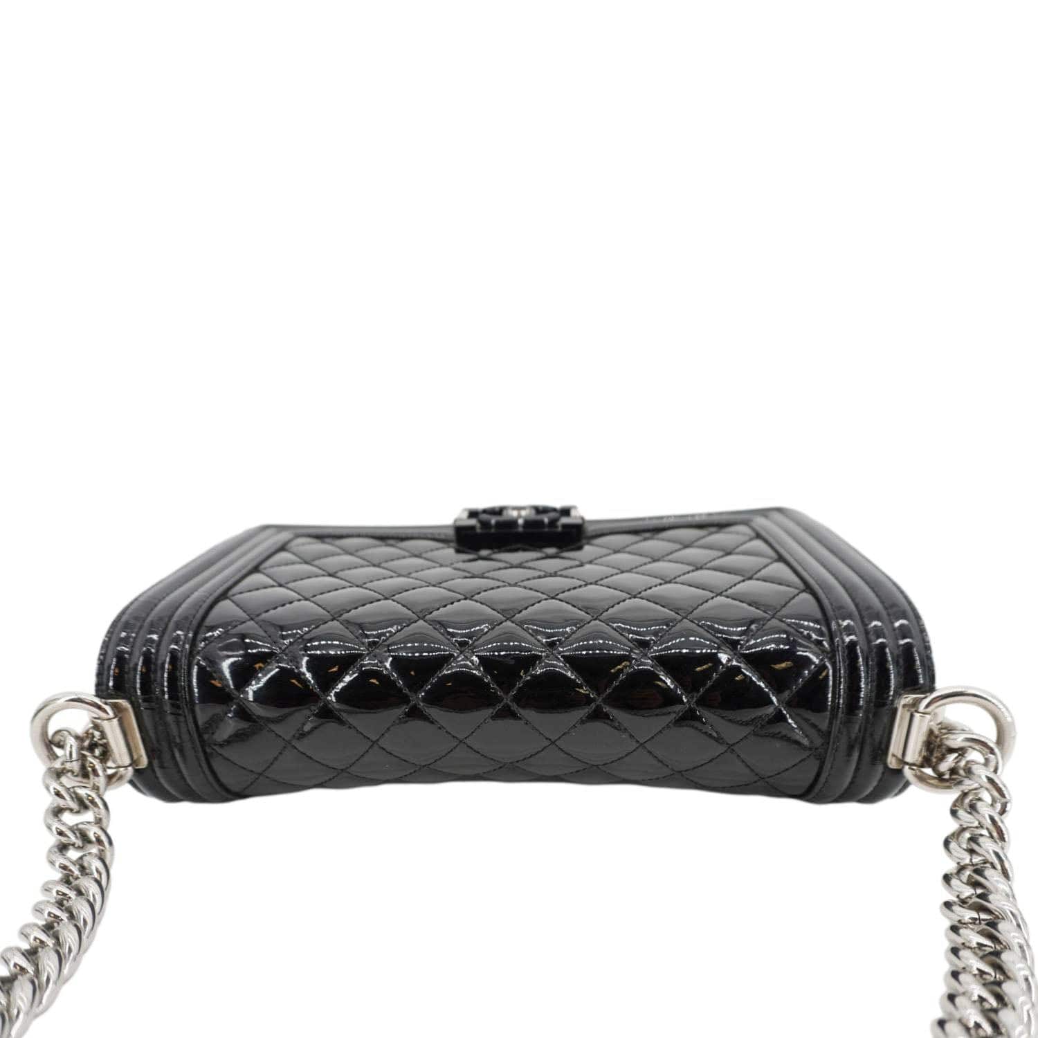 Chanel Boy Flap Medium Plexiglass Patent Leather Crossbody Bag Black