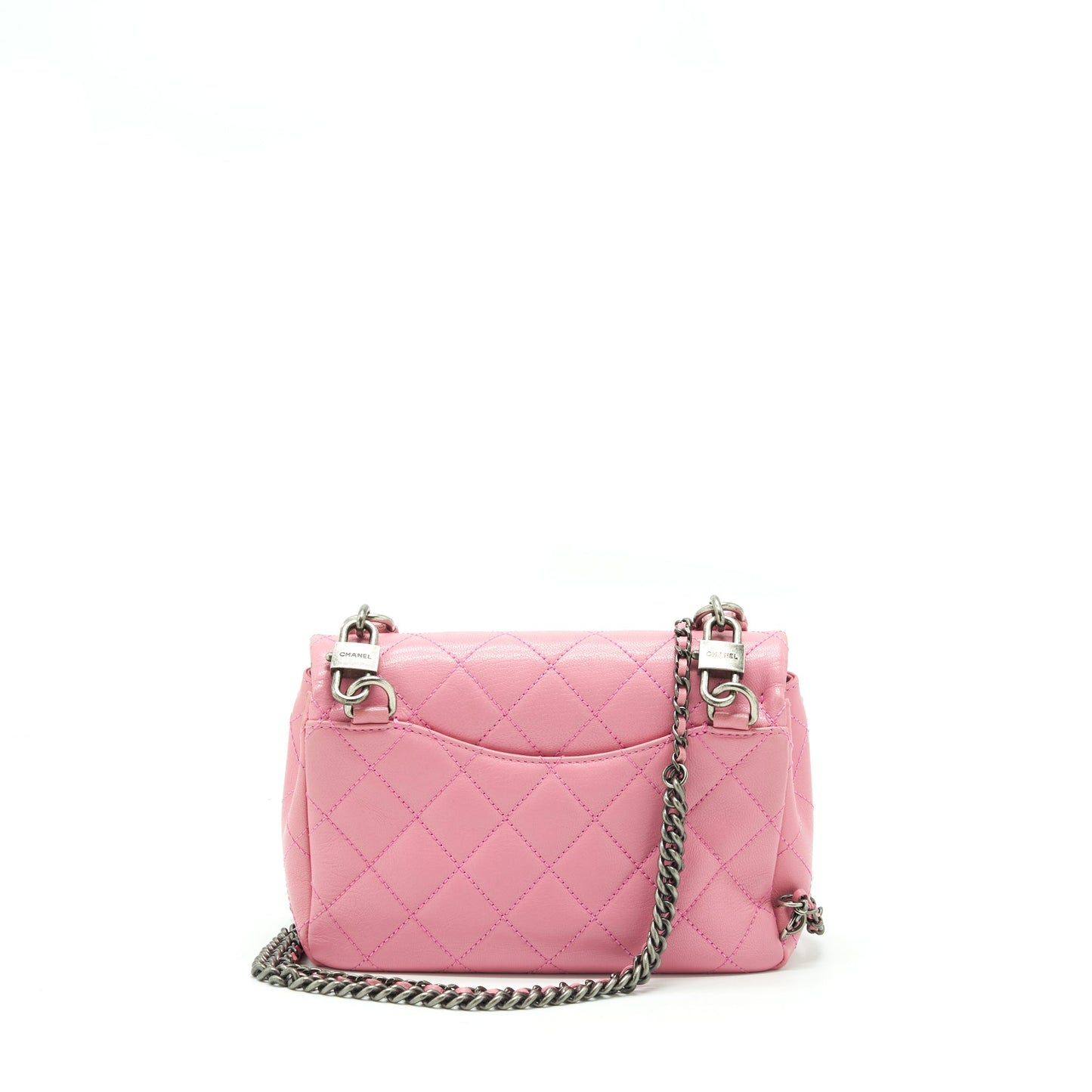 Chanel Quilted Flap Cross Body Ruthenium Hardware Pink Handbag
