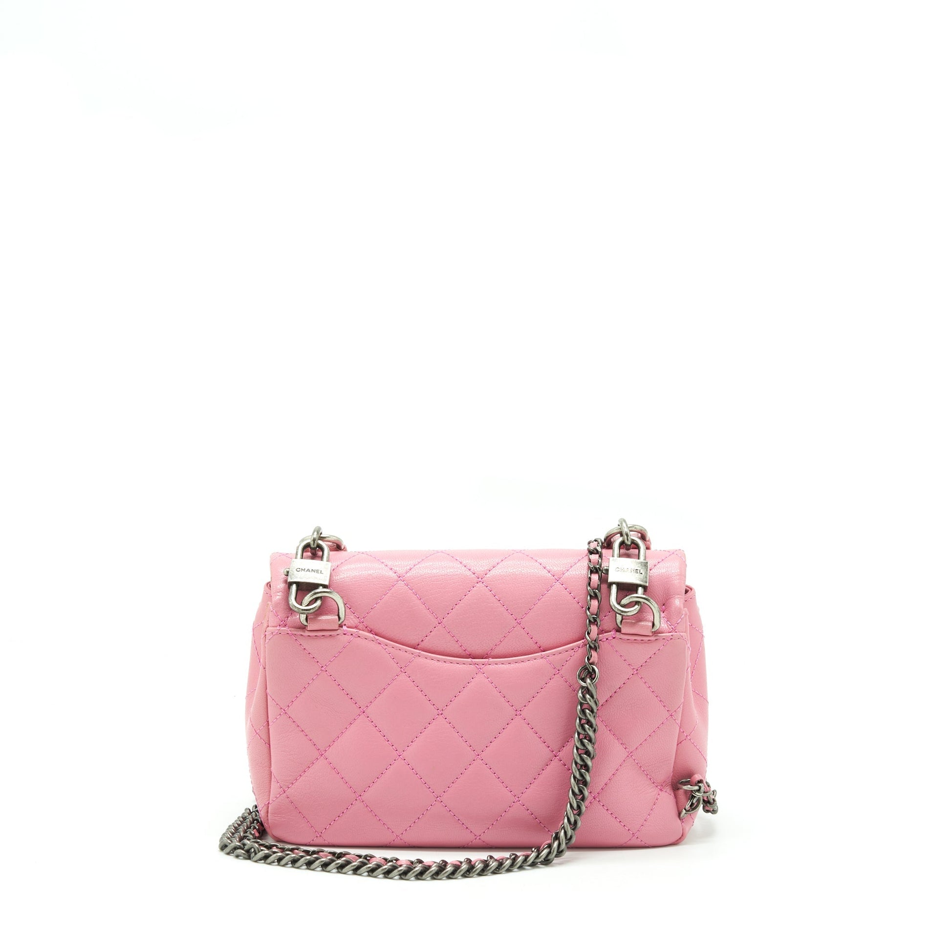 Chanel Quilted Flap Cross Body Ruthenium Hardware Pink Handbag