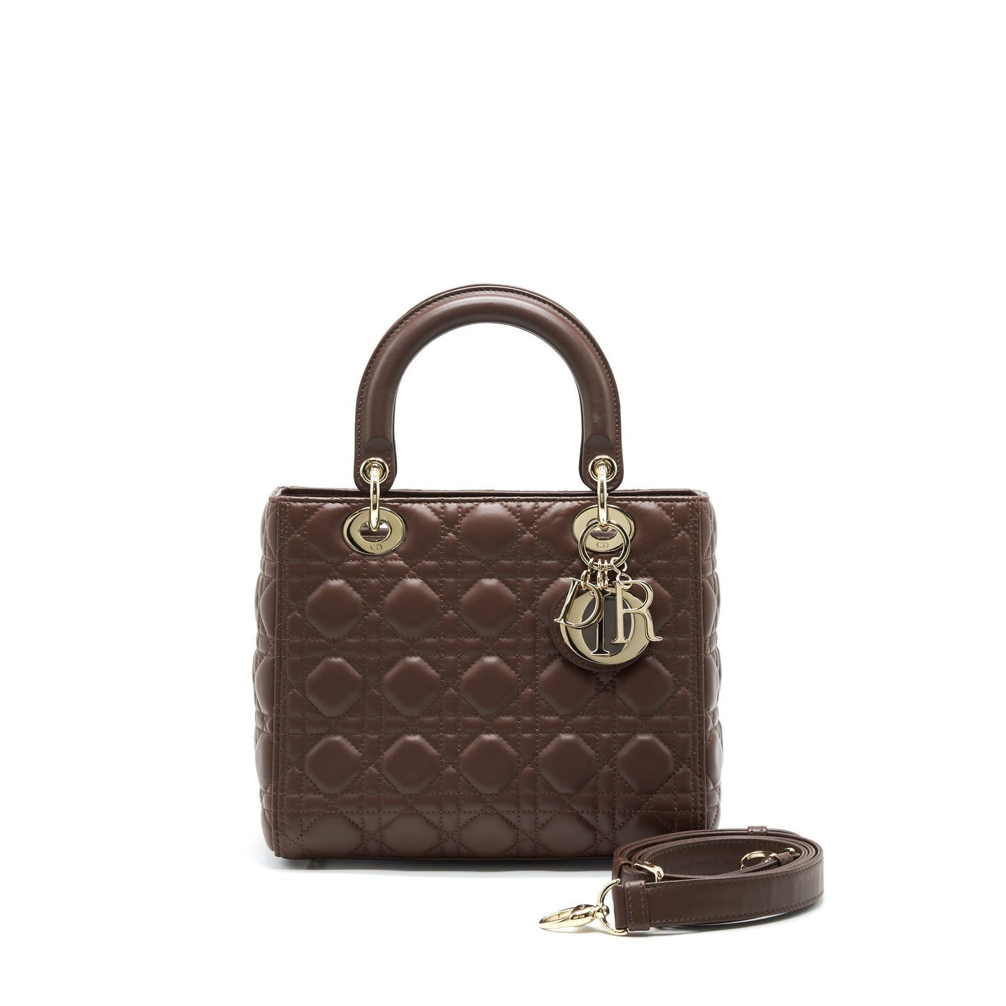 Dior Lady Chocolate Handbag Brown Medium Travel Bag