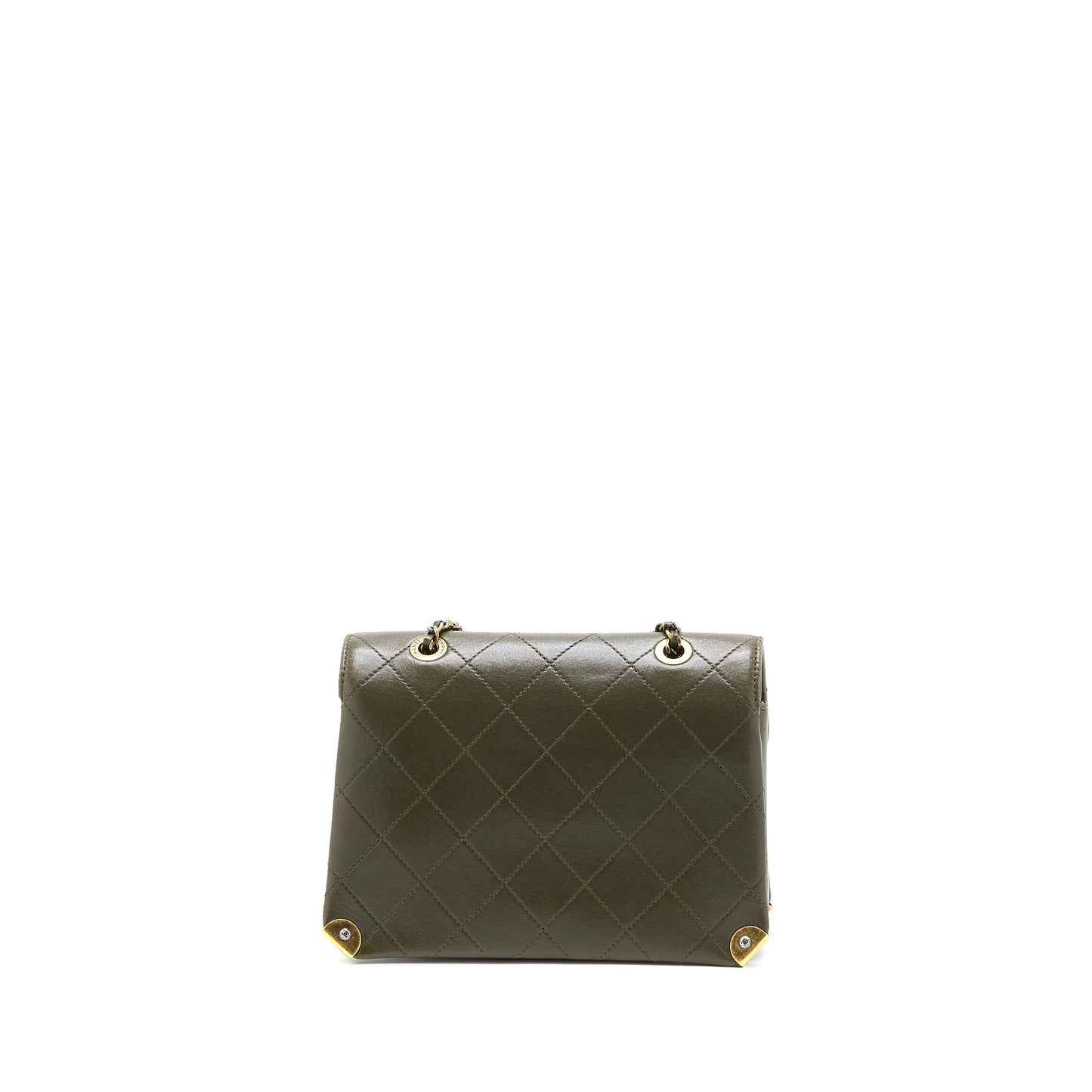 Chanel Messenger Flap Lambskin Olive Ruthenium GHW Green Shoulder Bag