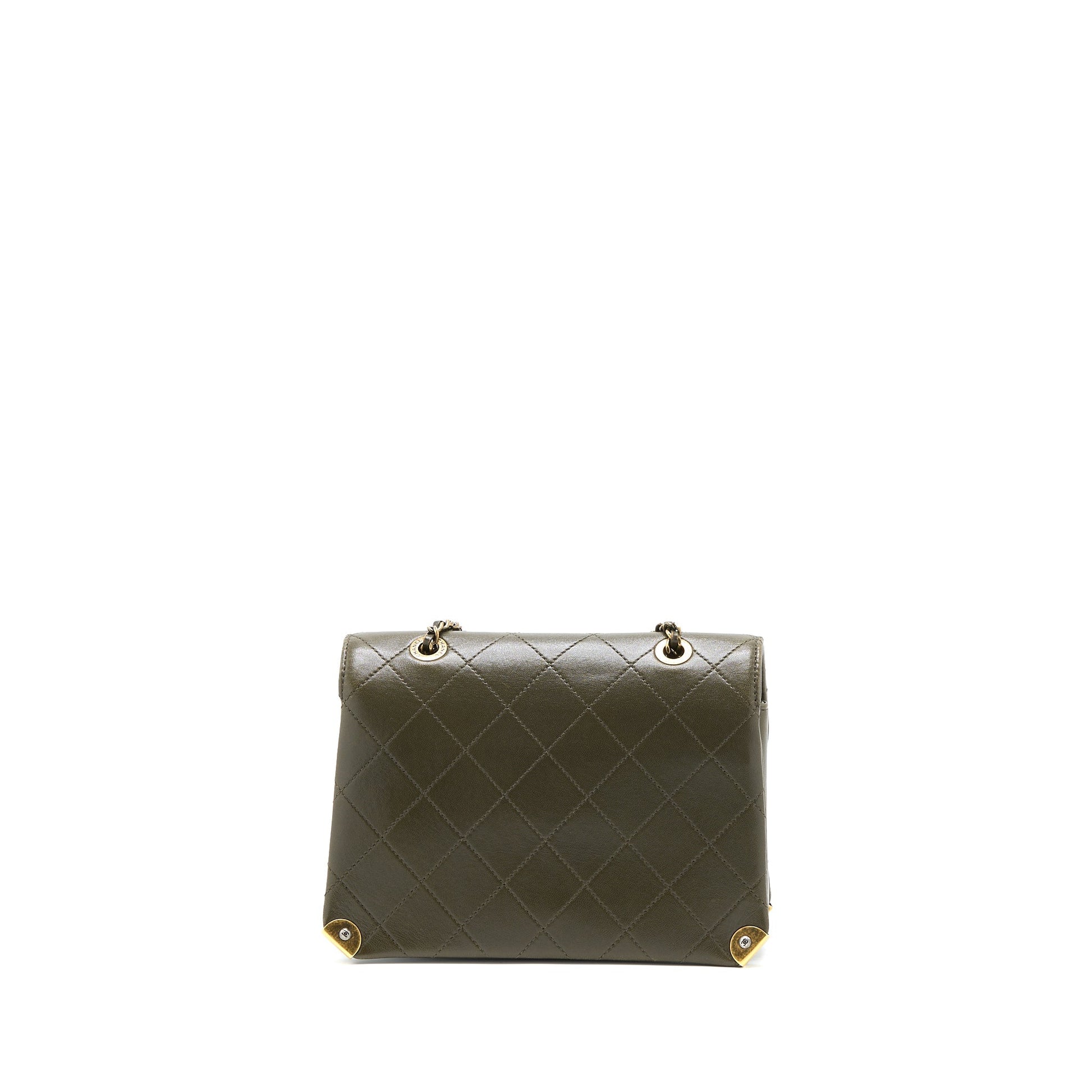 Chanel Messenger Flap Lambskin Olive Ruthenium GHW Green Shoulder Bag