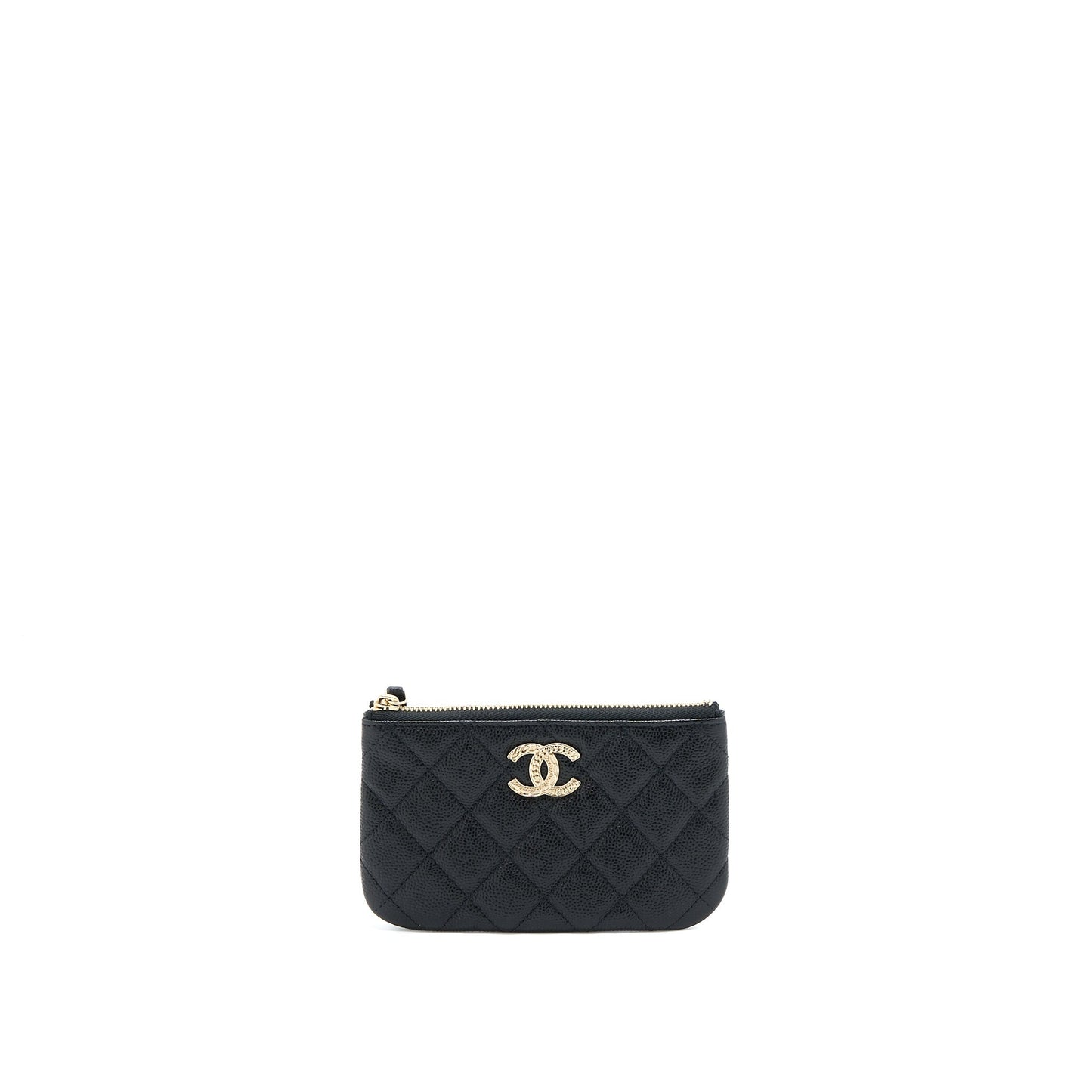 Chanel Zippy Detailed Logo Caviar LGHW Black Small Handbag