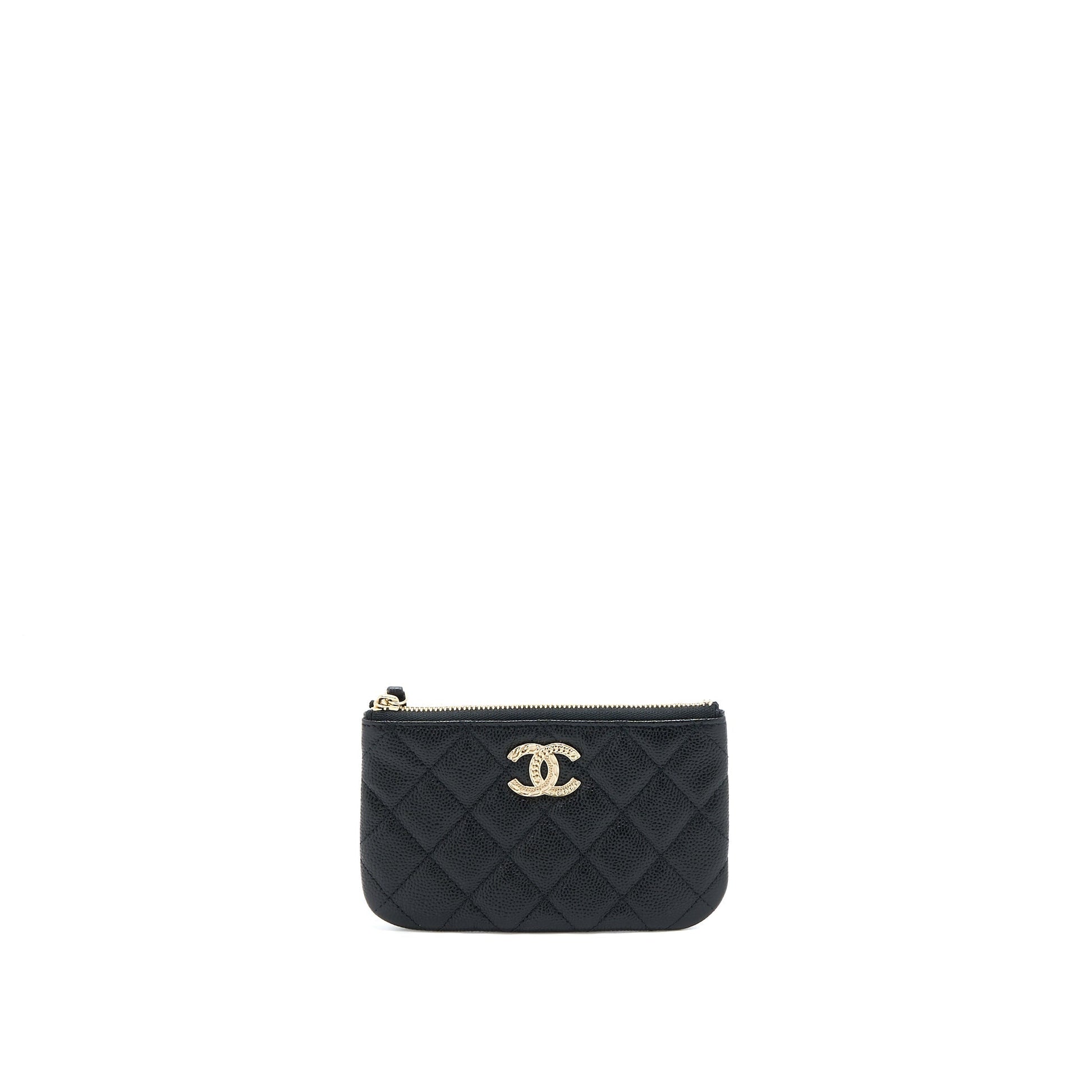Chanel Zippy Detailed Logo Caviar LGHW Black Small Handbag