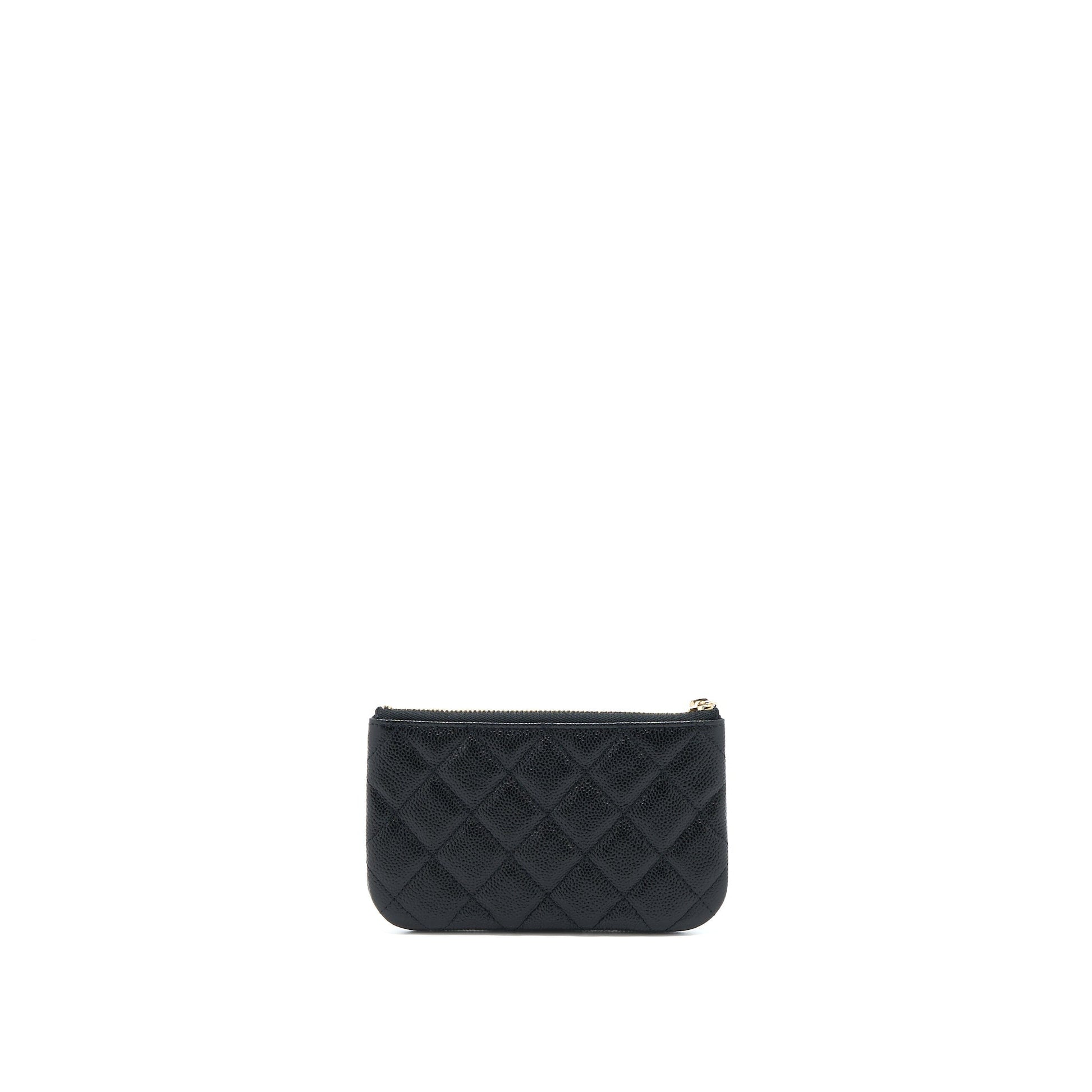 Chanel Zippy Detailed Logo Caviar LGHW Black Small Handbag