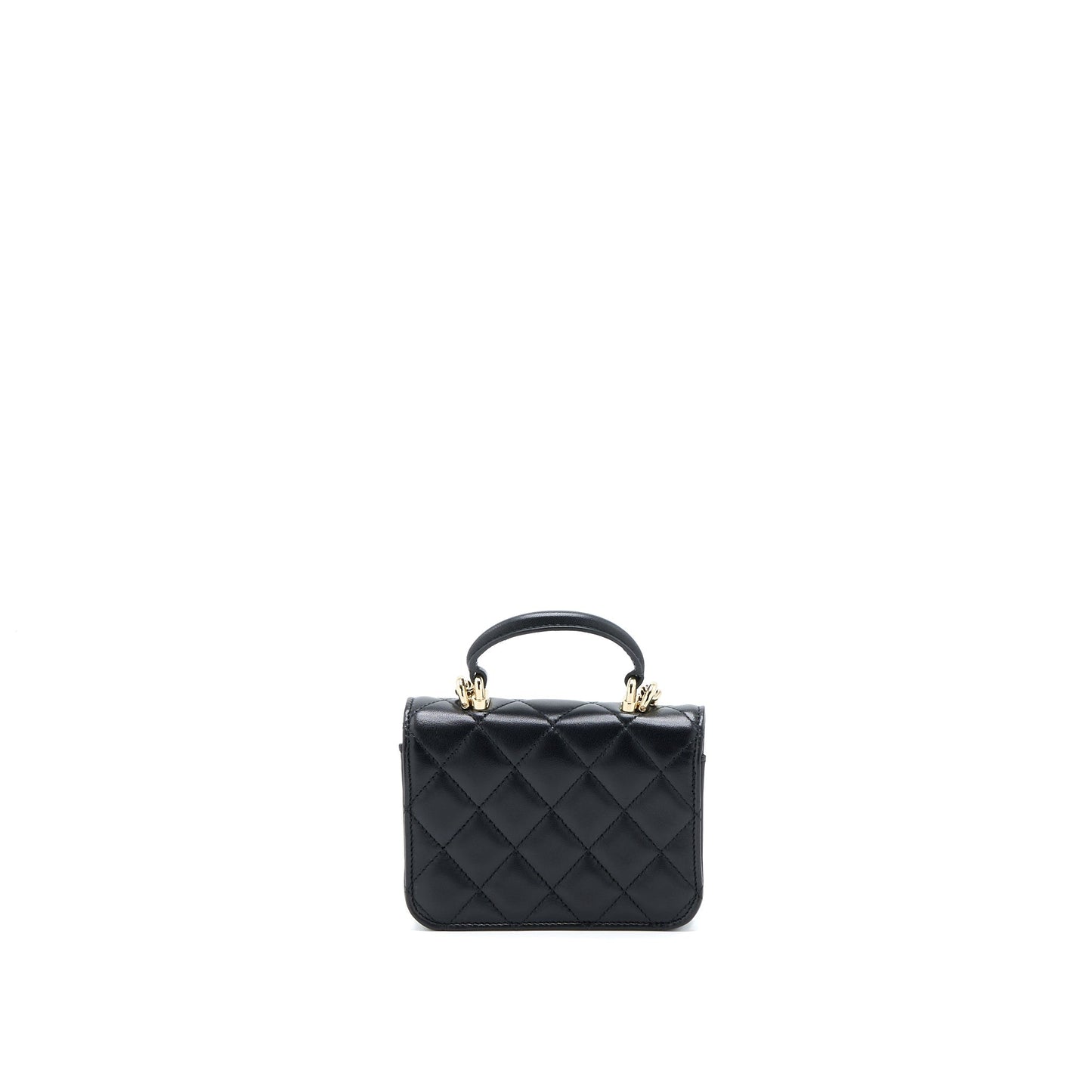 Chanel Top Handle Flap Lambskin LGHW Black Shoulder Bag Black Lghw