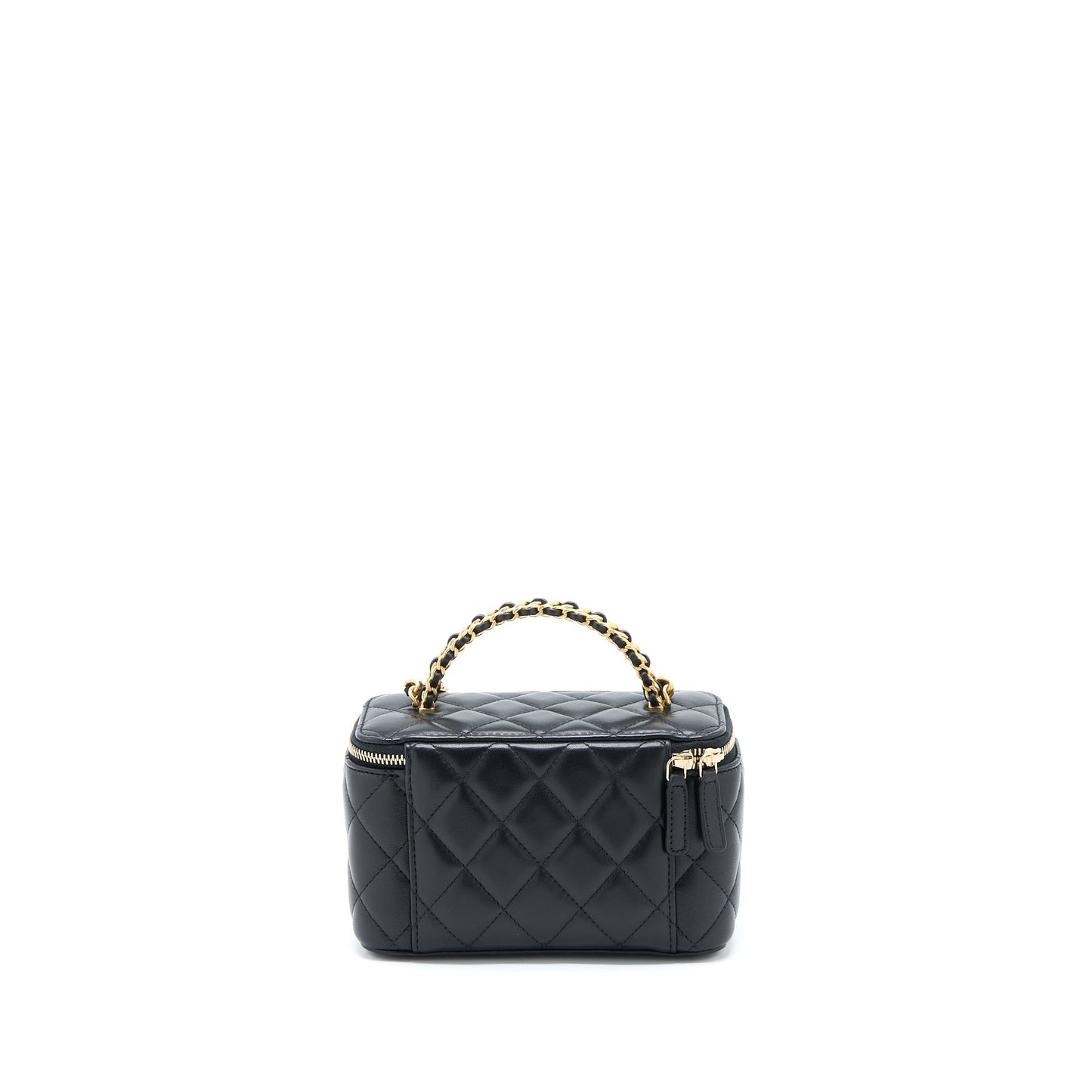 Chanel Top Handle Long Vanity Lambskin GHW Black Leather Handbag