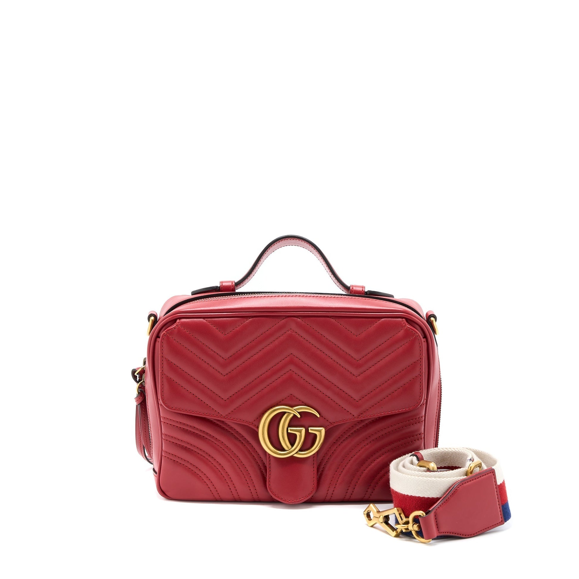 Gucci Sylvie Web Marmont Bag Calfskin Red Travel Bag