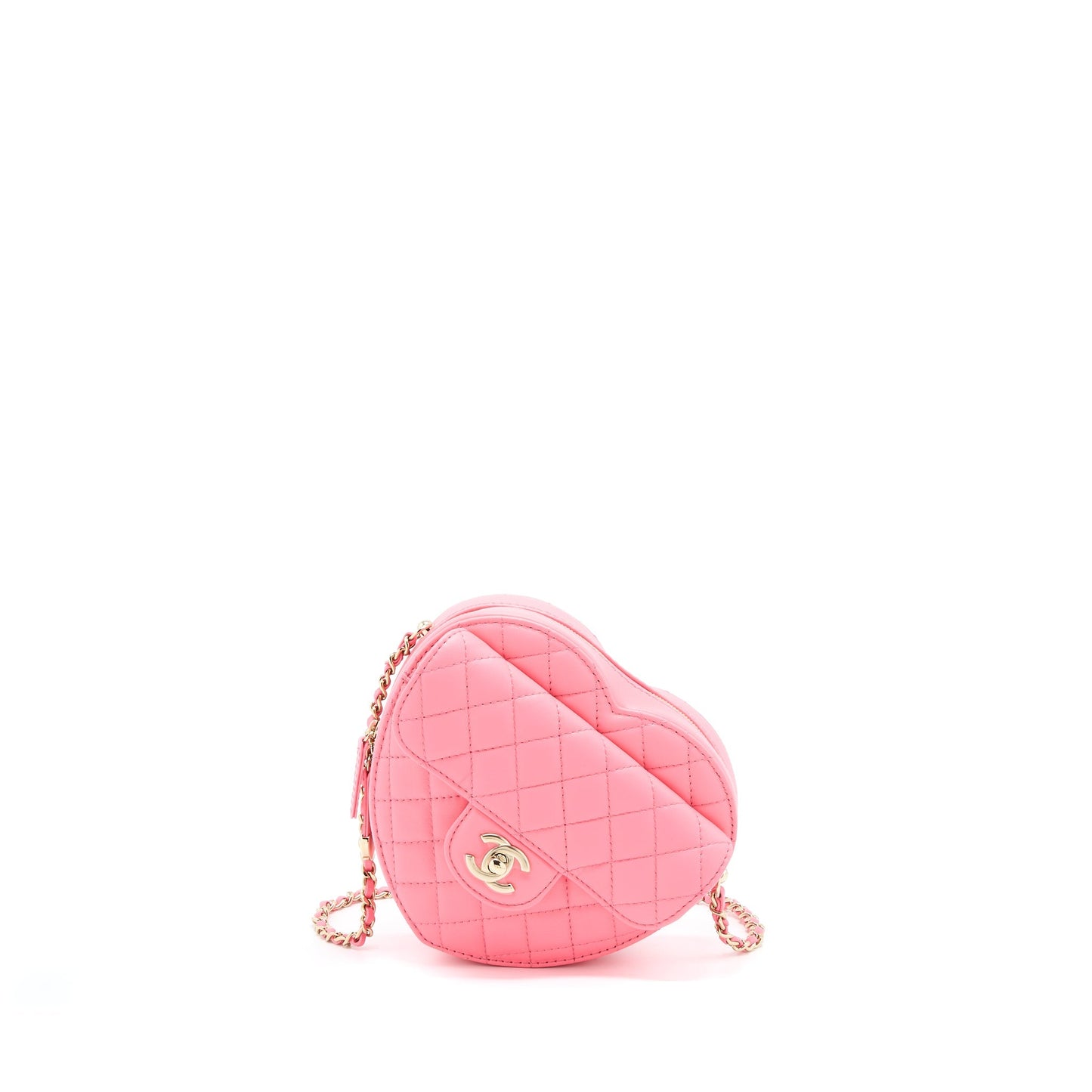 Chanel 22S Heart Lambskin LGHW Microchip Pink Handbag Lghw Microchip