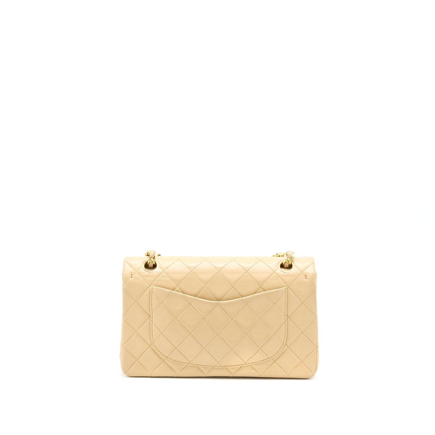 Chanel Classic Double Flap Lambskin GHW Beige Small Shoulder Bag