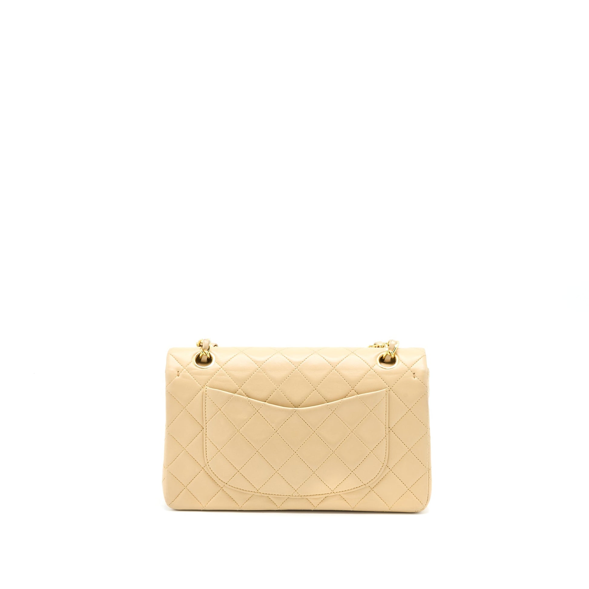 Chanel Classic Double Flap Lambskin GHW Beige Small Shoulder Bag