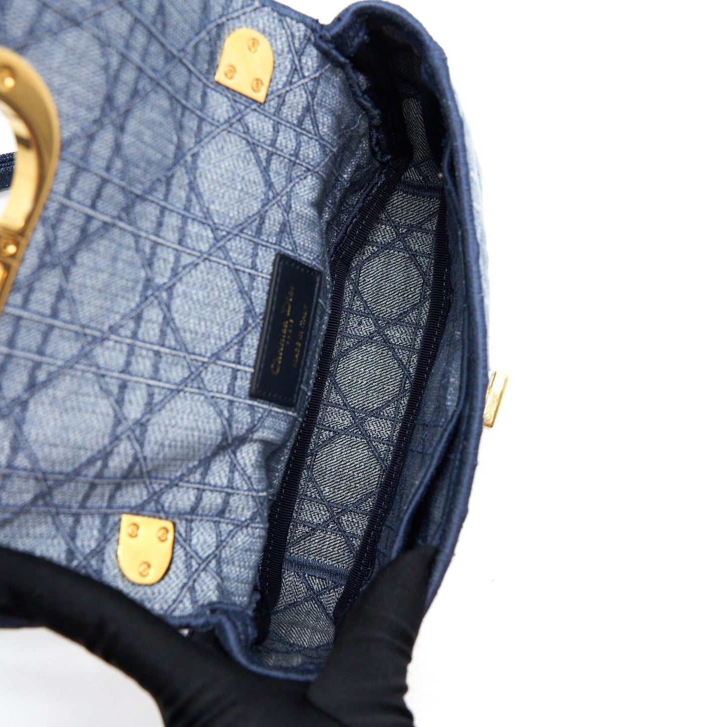 Dior Caro Purse Handbag Denim Blue Travel Bag