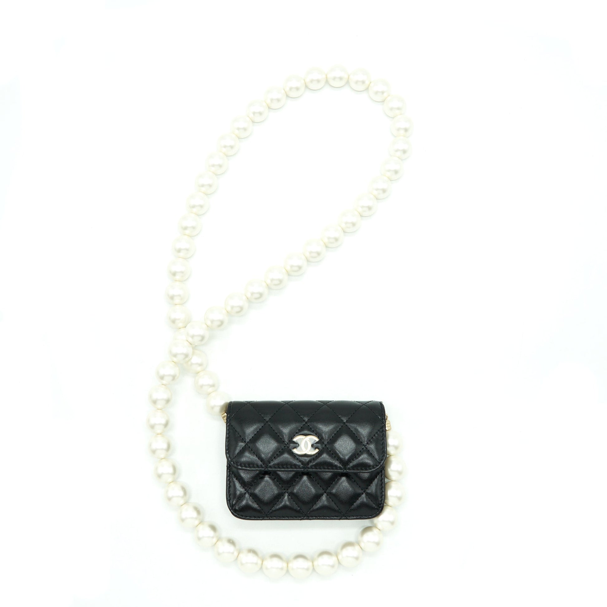 Chanel Giant Pearl Lambskin LGHW Black Mini Bag