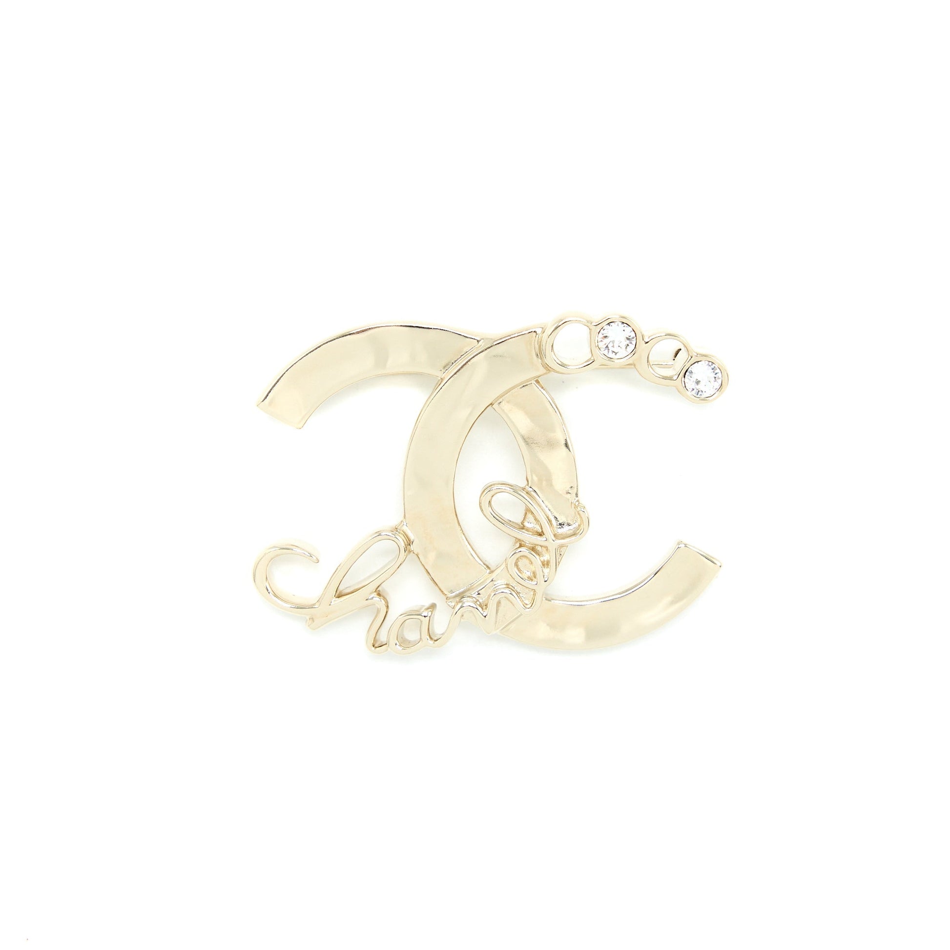 Chanel CC Logo Coco Letter Brooch Crystal Gold Handbag