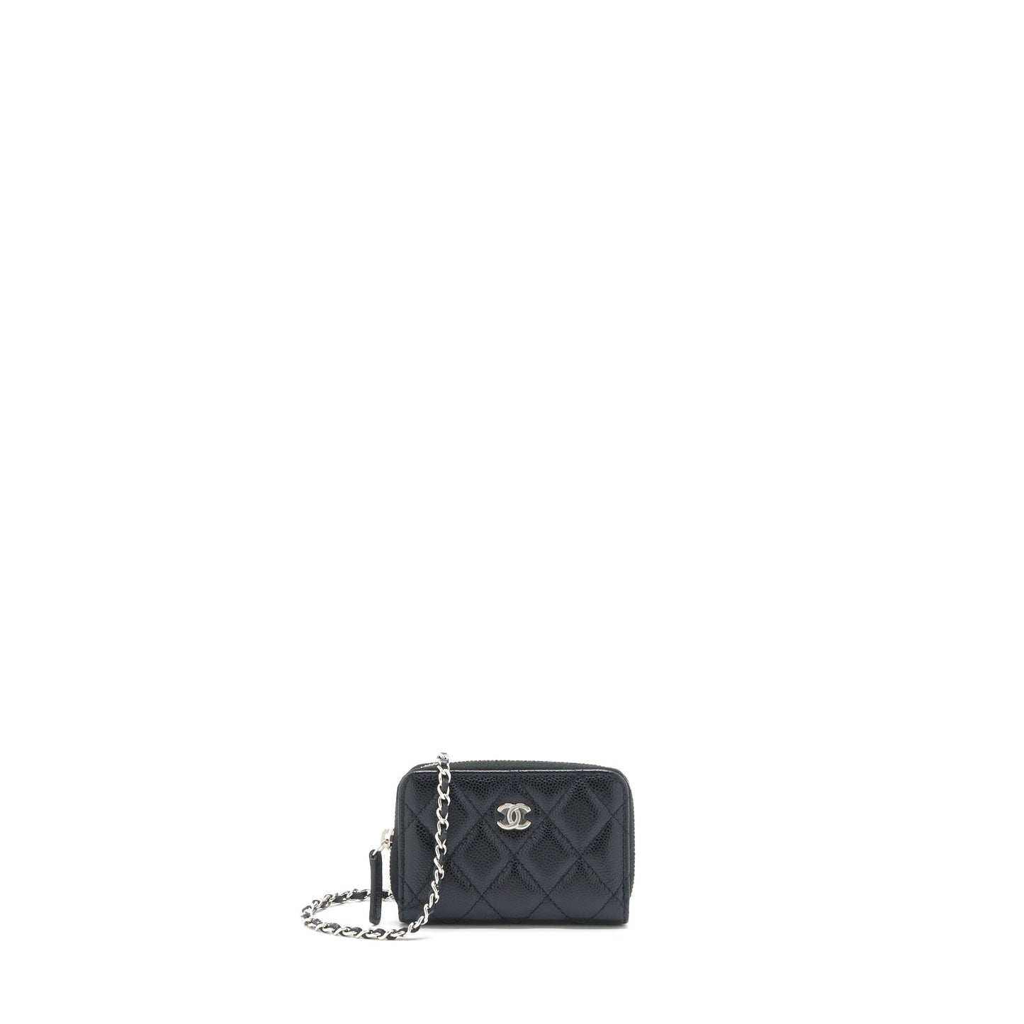 Chanel Zippy Card Holder Caviar SHW Black Wallet Case