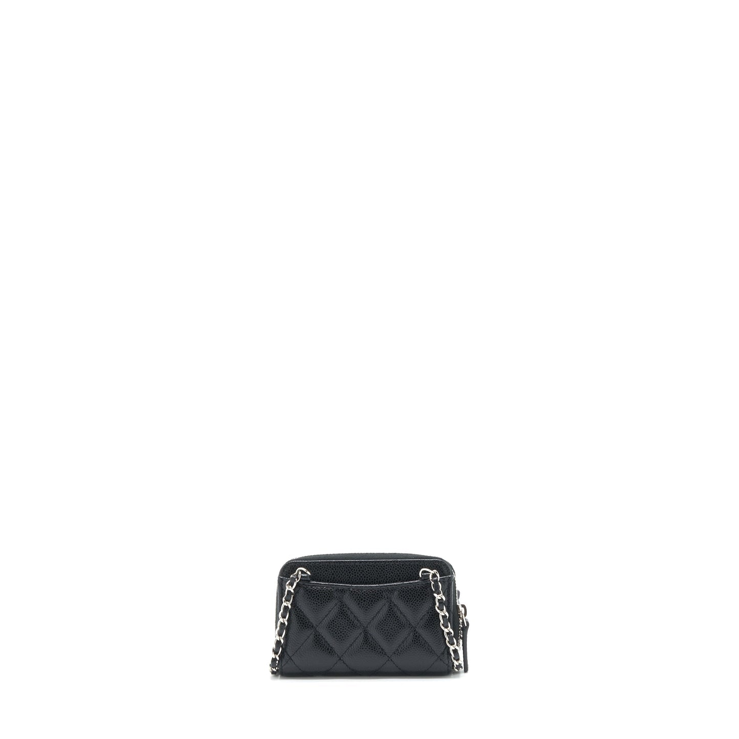 Chanel Zippy Card Holder Caviar SHW Black Wallet Case