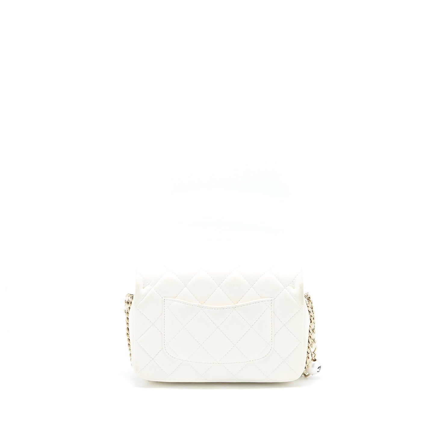 Chanel Pearl Logo Lambskin LGHW White Small Handbag