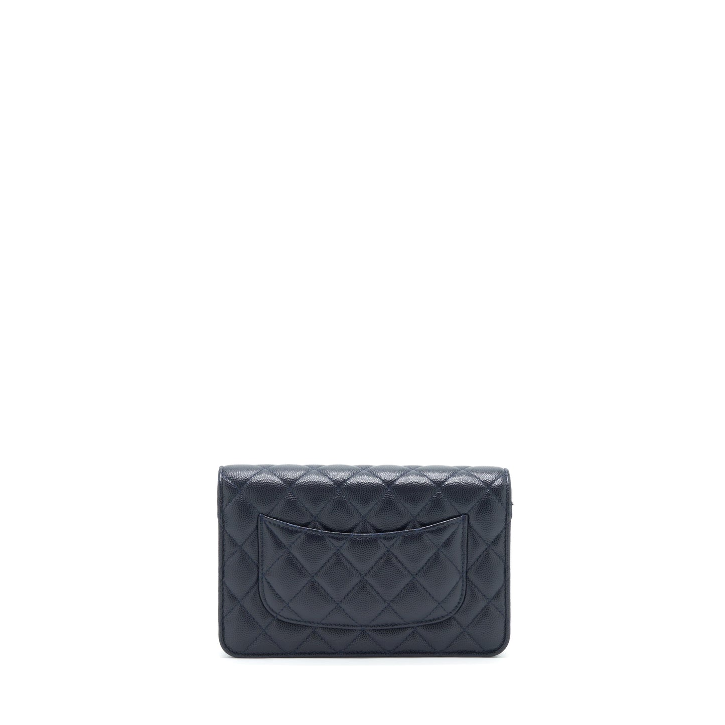 Chanel Classic On Caviar Navy LGHW Wallet Case