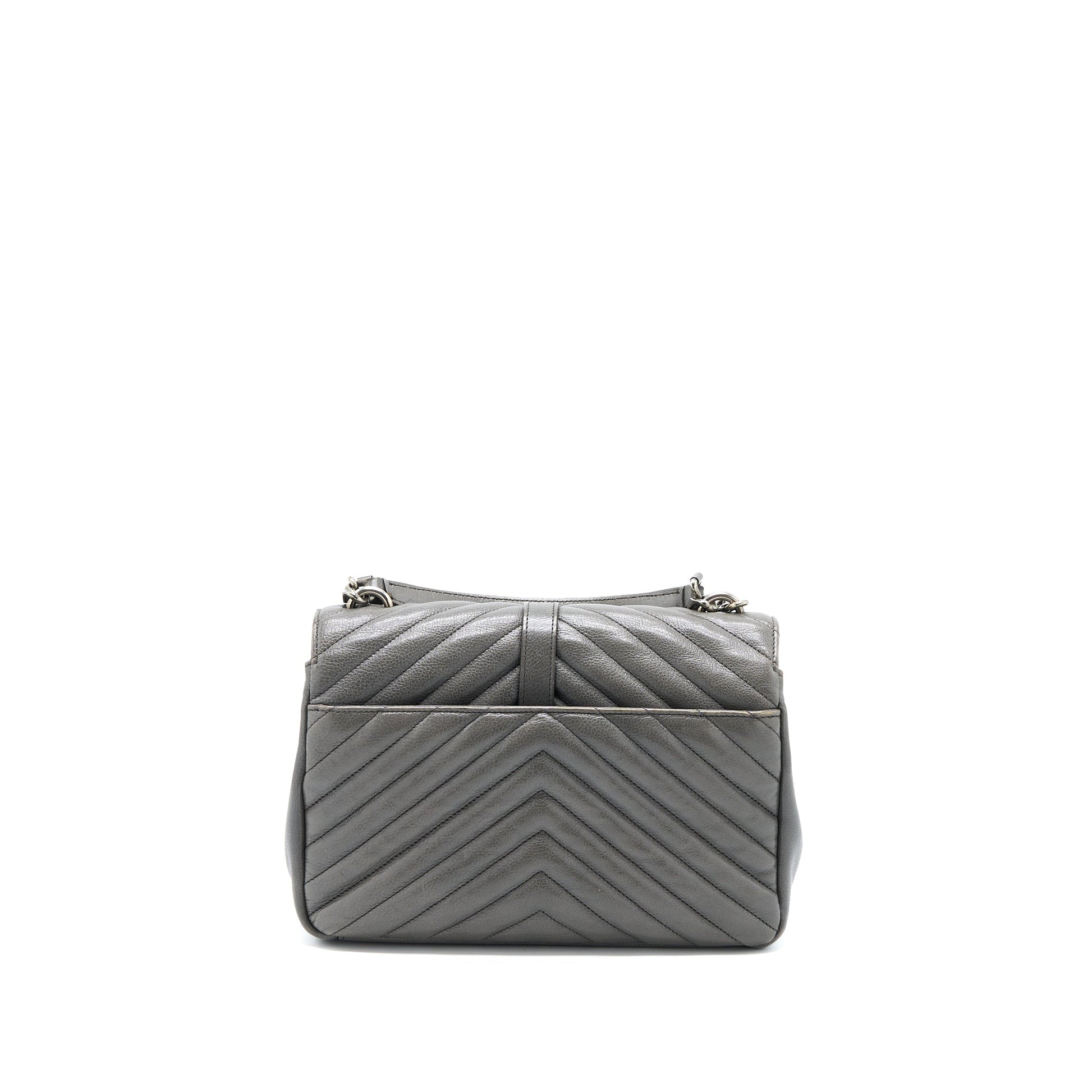YSL Saint Laurent Saint Laurent College Purse Calfskin Grey With Travel Bag