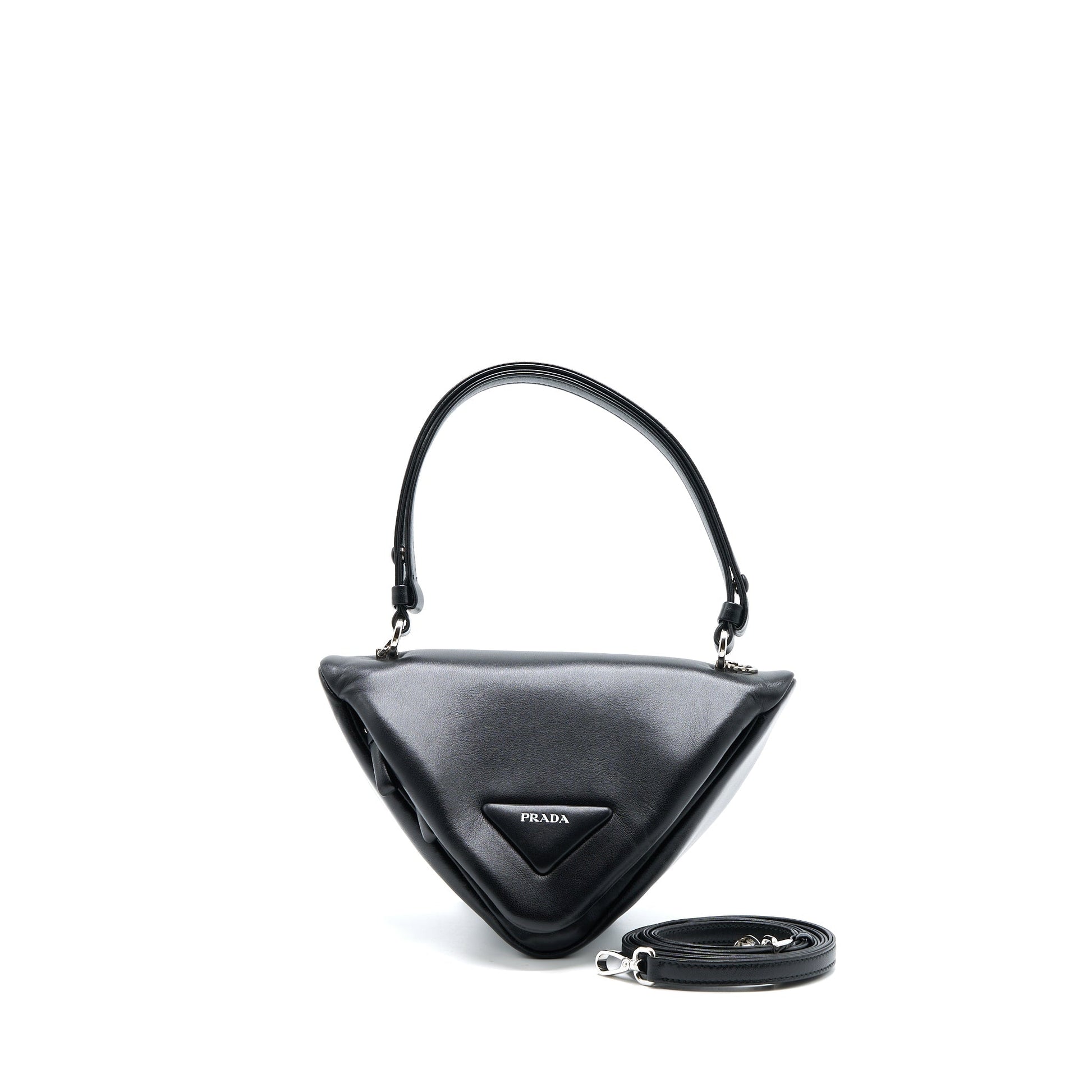 Prada Padded Nappa Triangle Purse Handbag Black Travel Bag