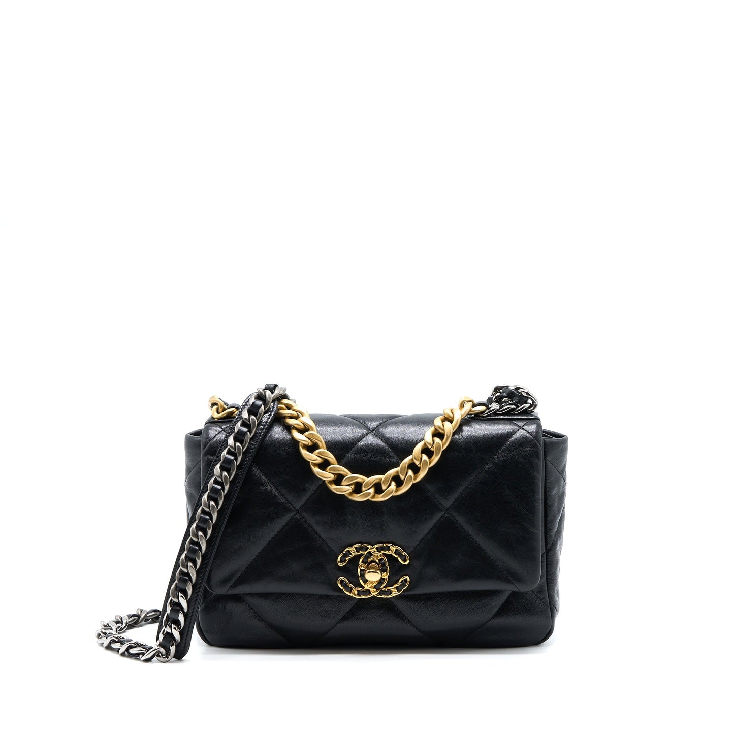 Chanel 19 Goatskin Multicoloured Hardware Black Small Handbag