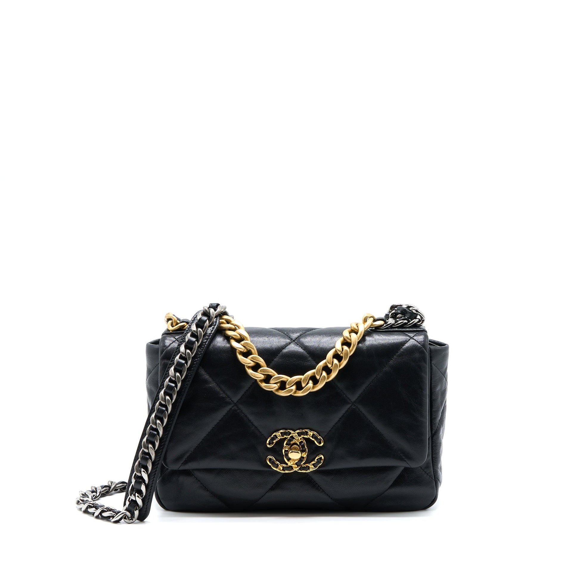 Chanel 19 Goatskin Multicoloured Hardware Black Small Handbag