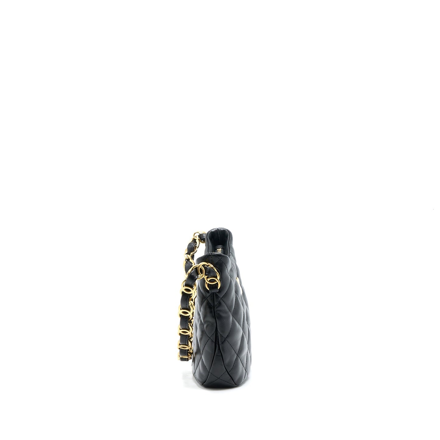 Chanel 22K Hobo Lambskin GHW Microchip Black Shoulder Bag